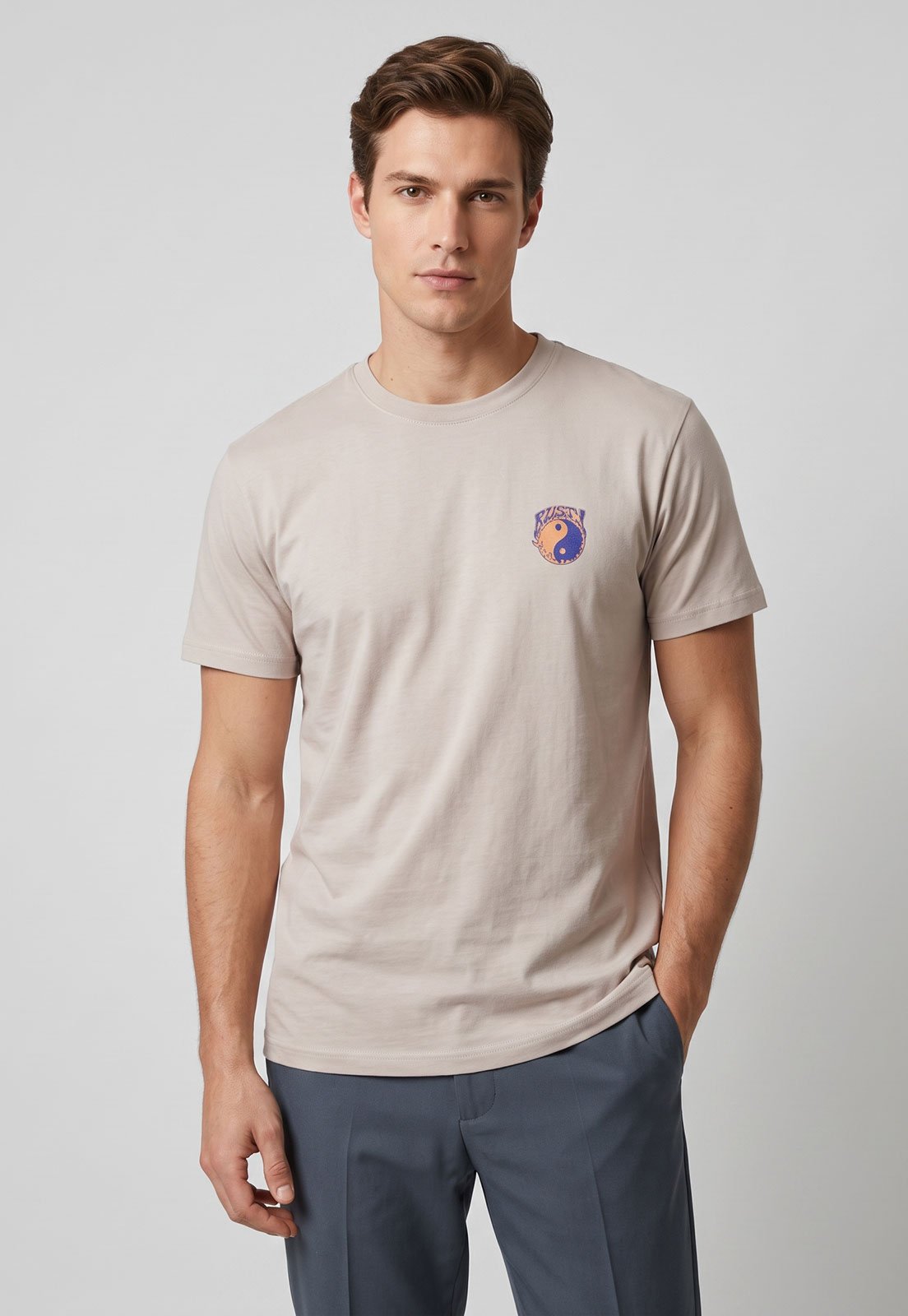 Camiseta Masculina Rusty Silk Stickers Bege
