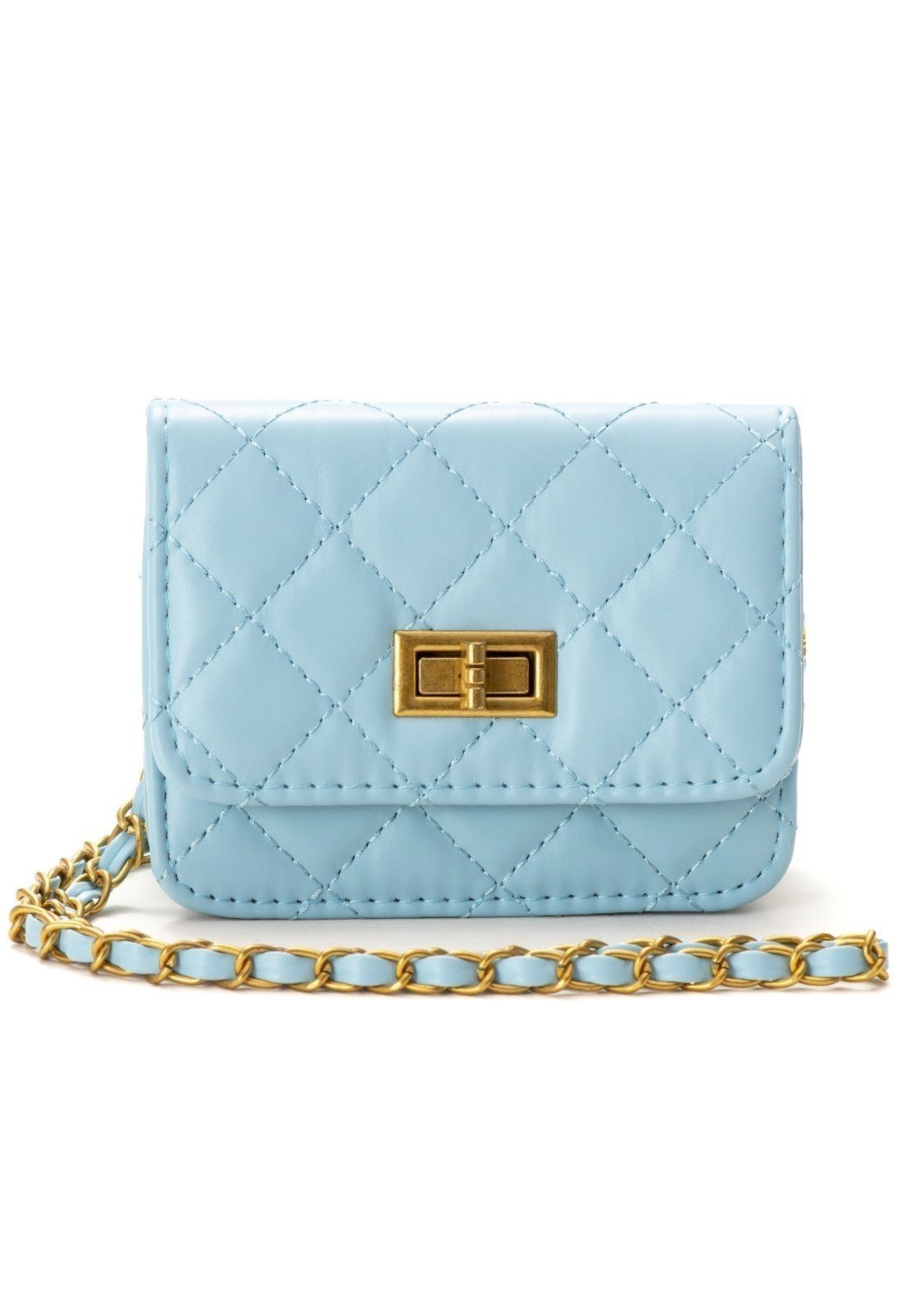 Bolsa Feminina Transversal Mini Bag Alça de Corrente Star Shop Azul