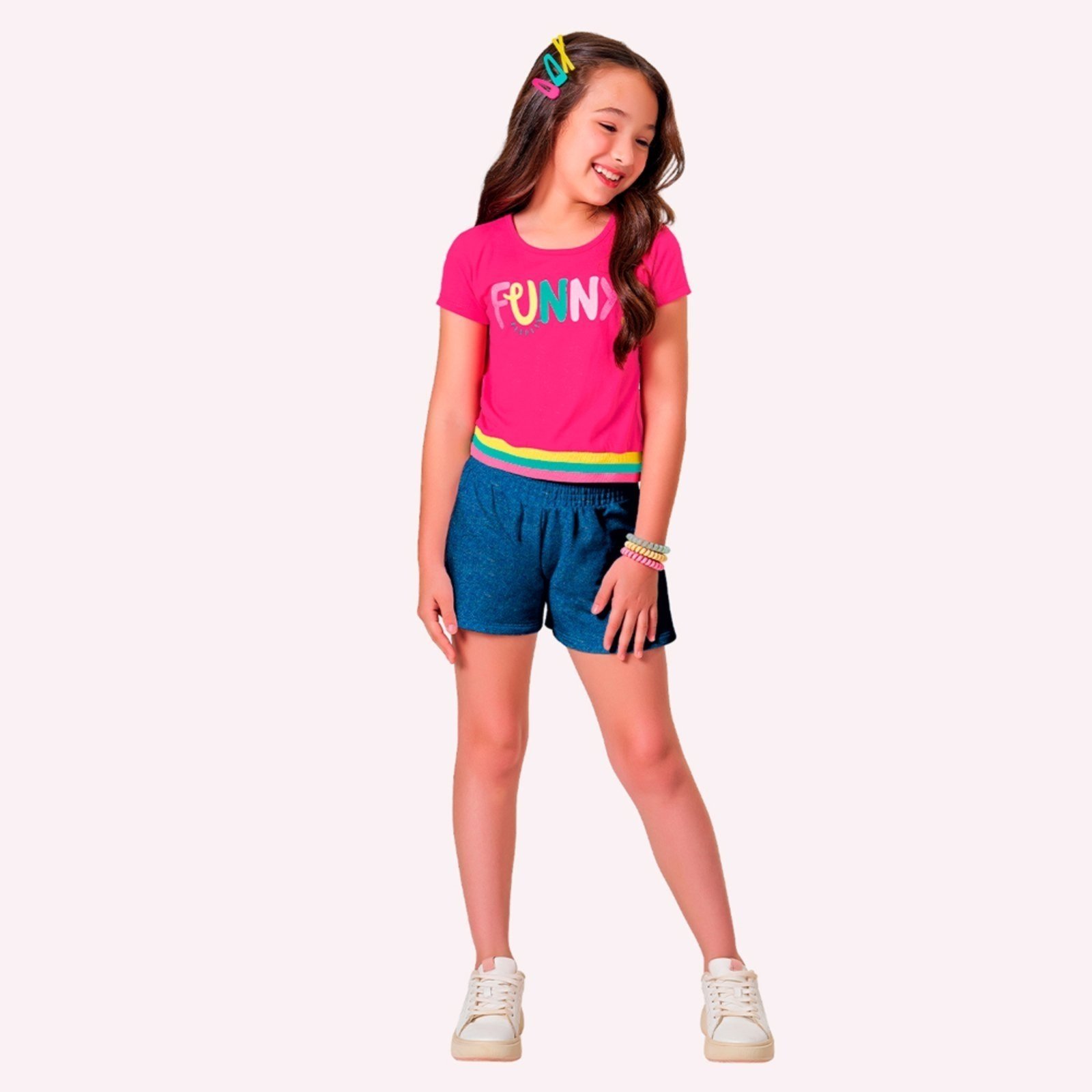 Infantil - Blusa Cropped Menina Lettering Kyly