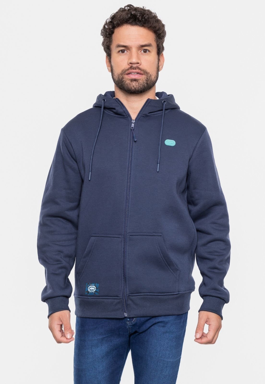 Moletom Ecko Fashion Basic Aberto Azul Marinho