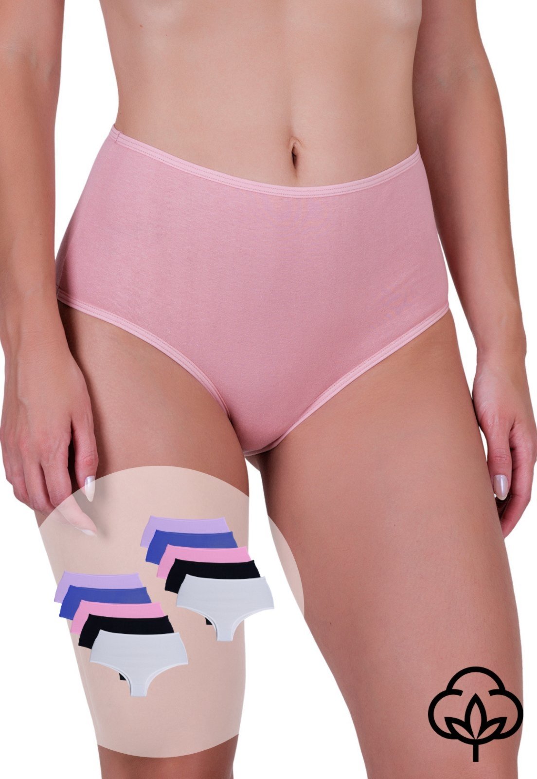 Kit 10 Calcinhas Femininas Algodão Aveludado Cós Alto Elegância Hot Pant Concept Lingerie