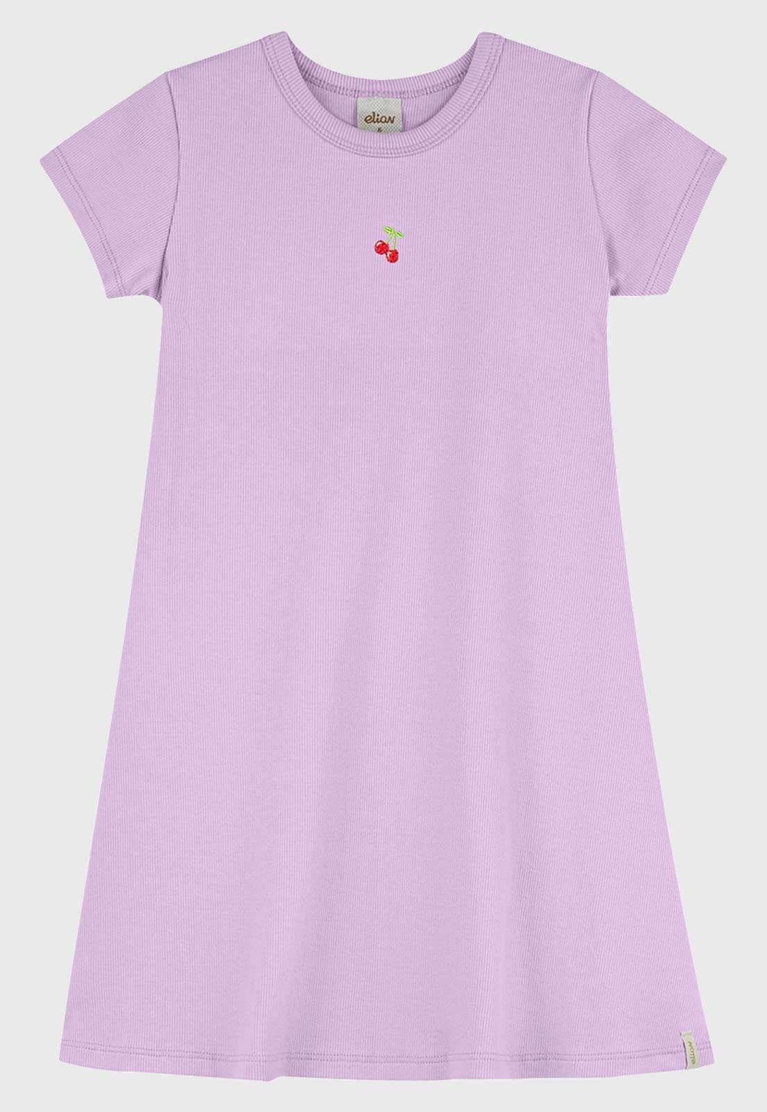 Infantil - Vestido Elian Bordado Cerejas Lavanda