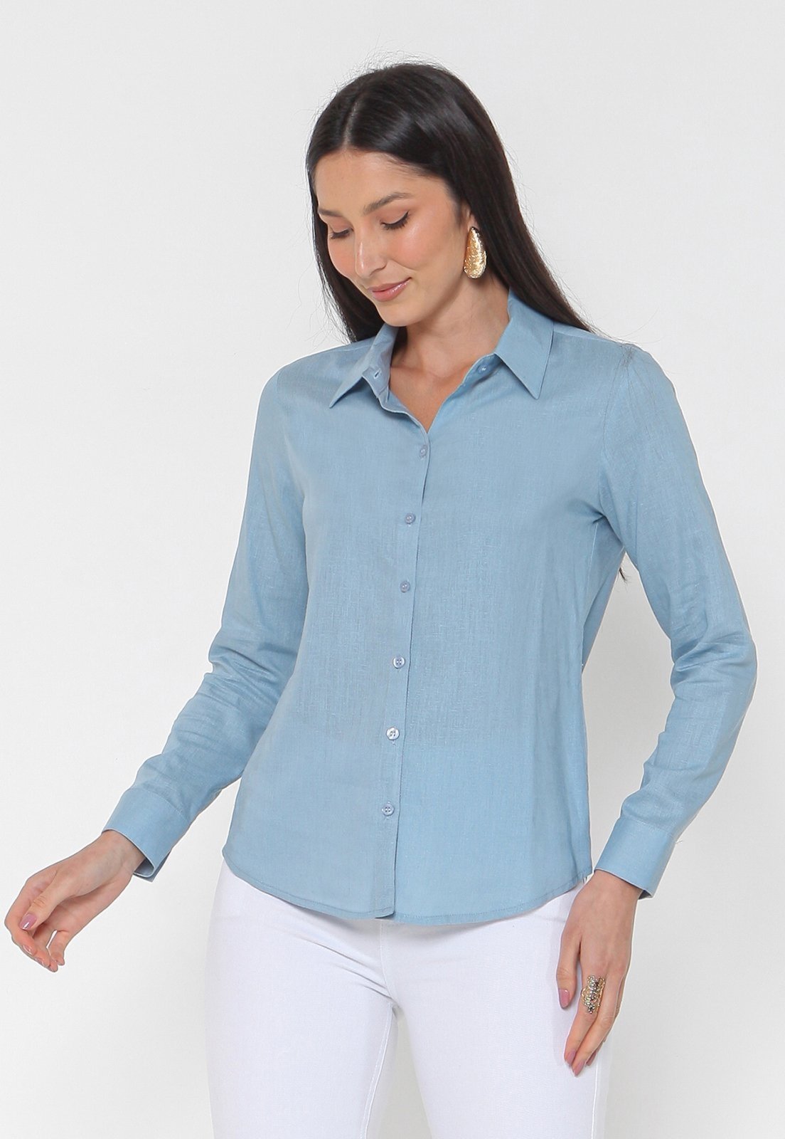 Camisa Intens Manga Longa Viscolinho Liso