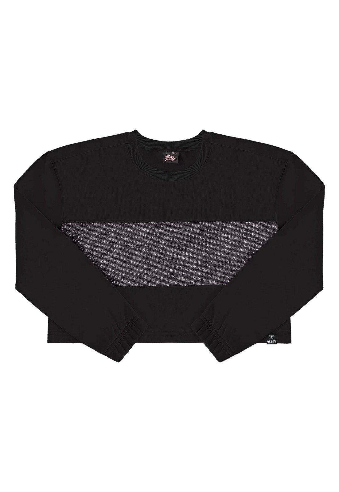 Vista 3 Infantil - Conjunto Blusão Cropped e Calça em Moletom Juvenil Gloss preto Gloss preto