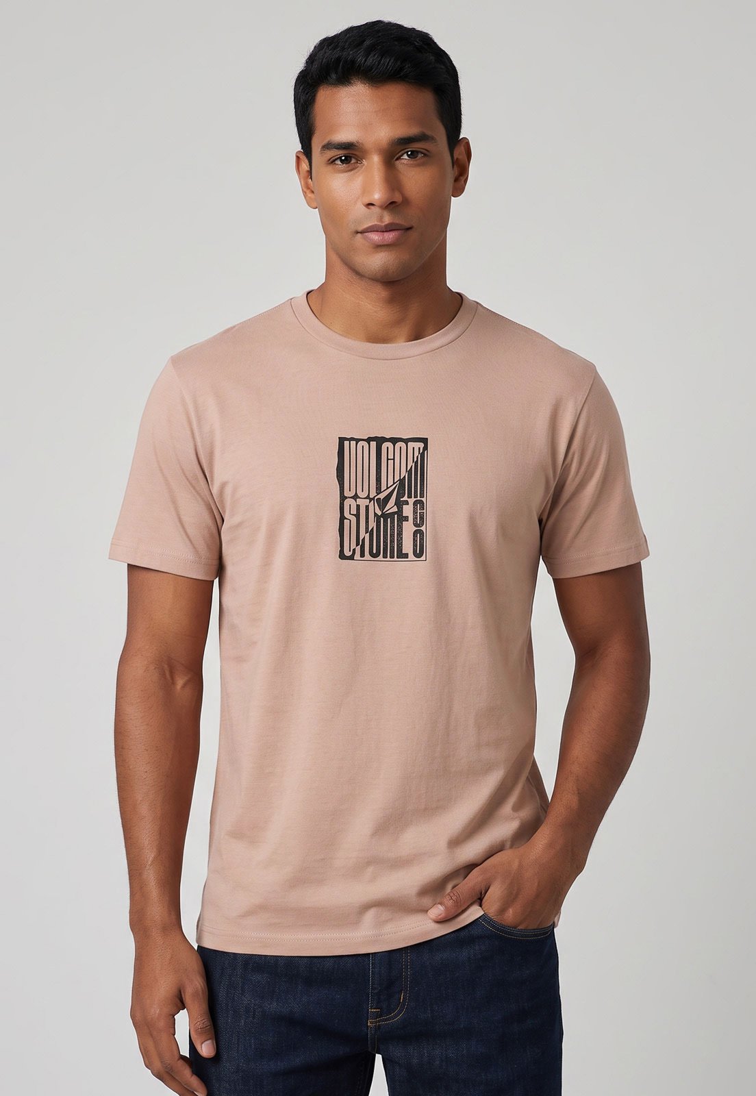Camiseta Masculina Volcom Silk Exacto Bege