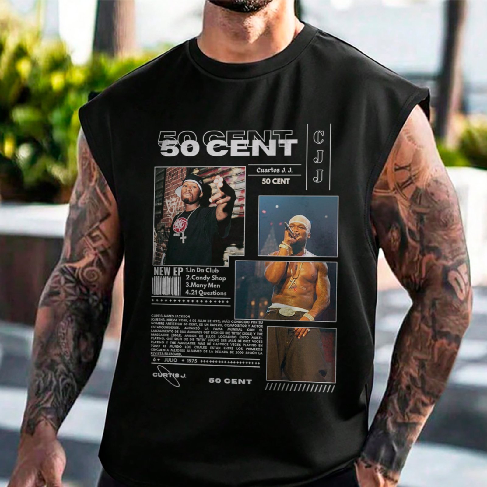 Camiseta Regata Machão 50 Cent Ícone Do Rap Hip Hop Preto