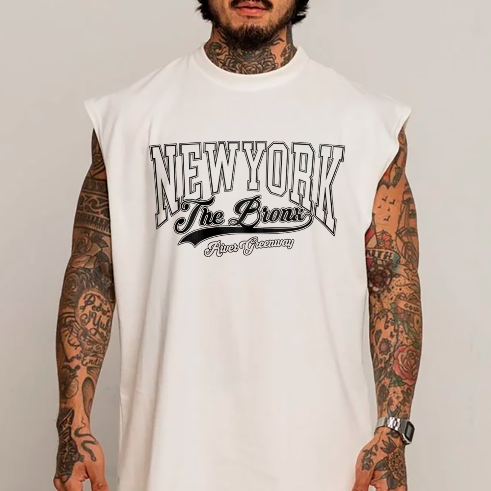 Camiseta Regata Machão New York Bronx Streetwear Urban Style Branco