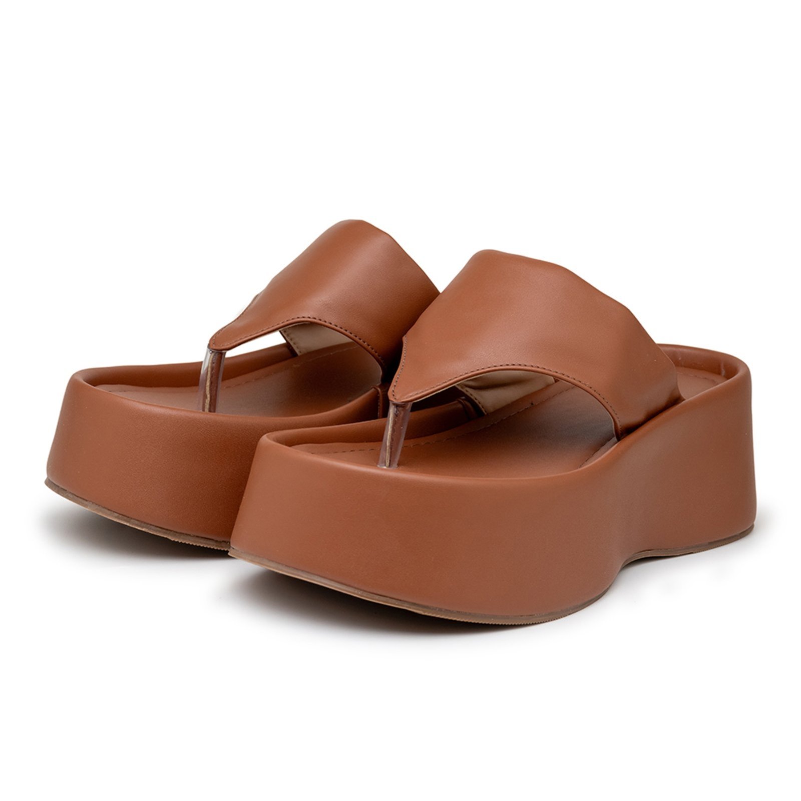 Sandália Tamanco Flatform Plataforma 5100 Napa Caramelo