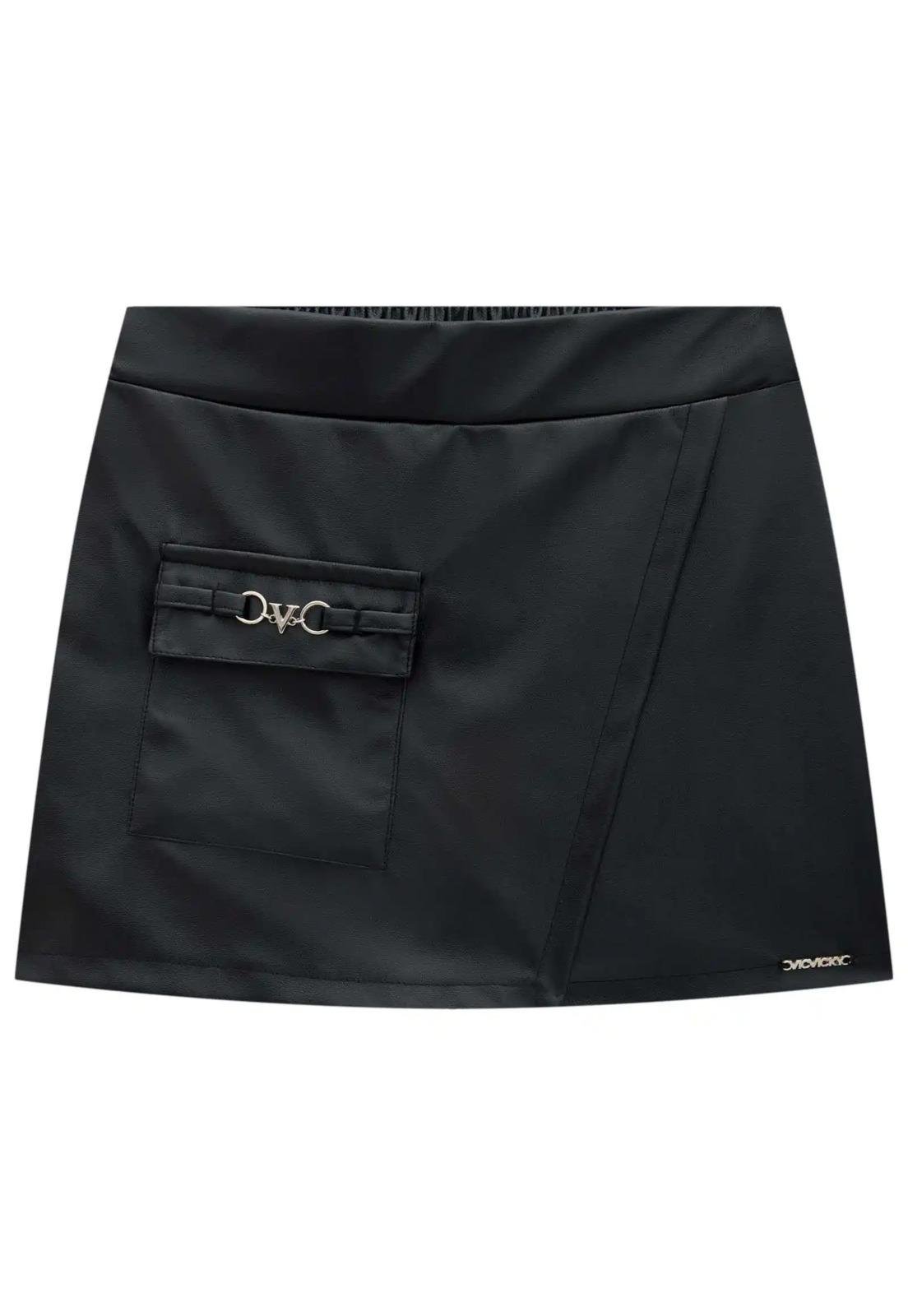 Infantil - Shorts Saia Preta com Bolso Vic Vicky 10 Preto