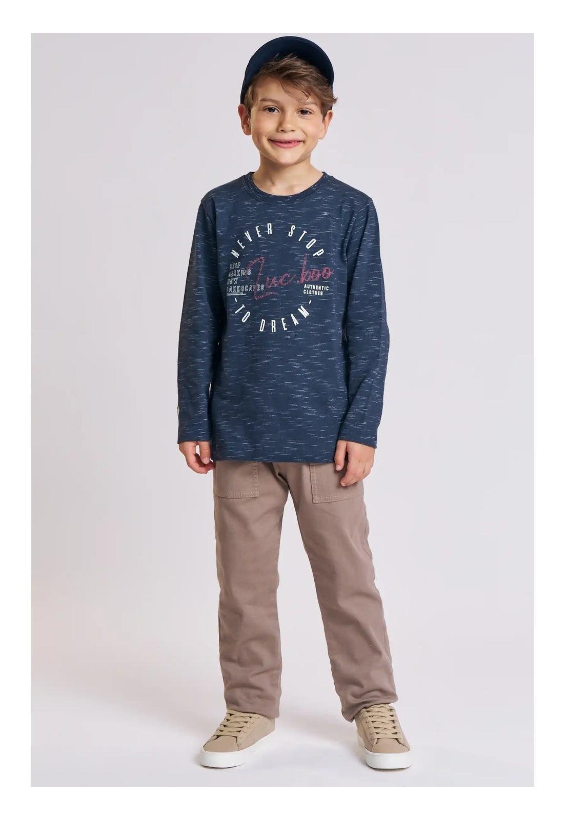 Infantil - Calça Reta Sarja Bege Claro Menino LucBoo 10 Bege