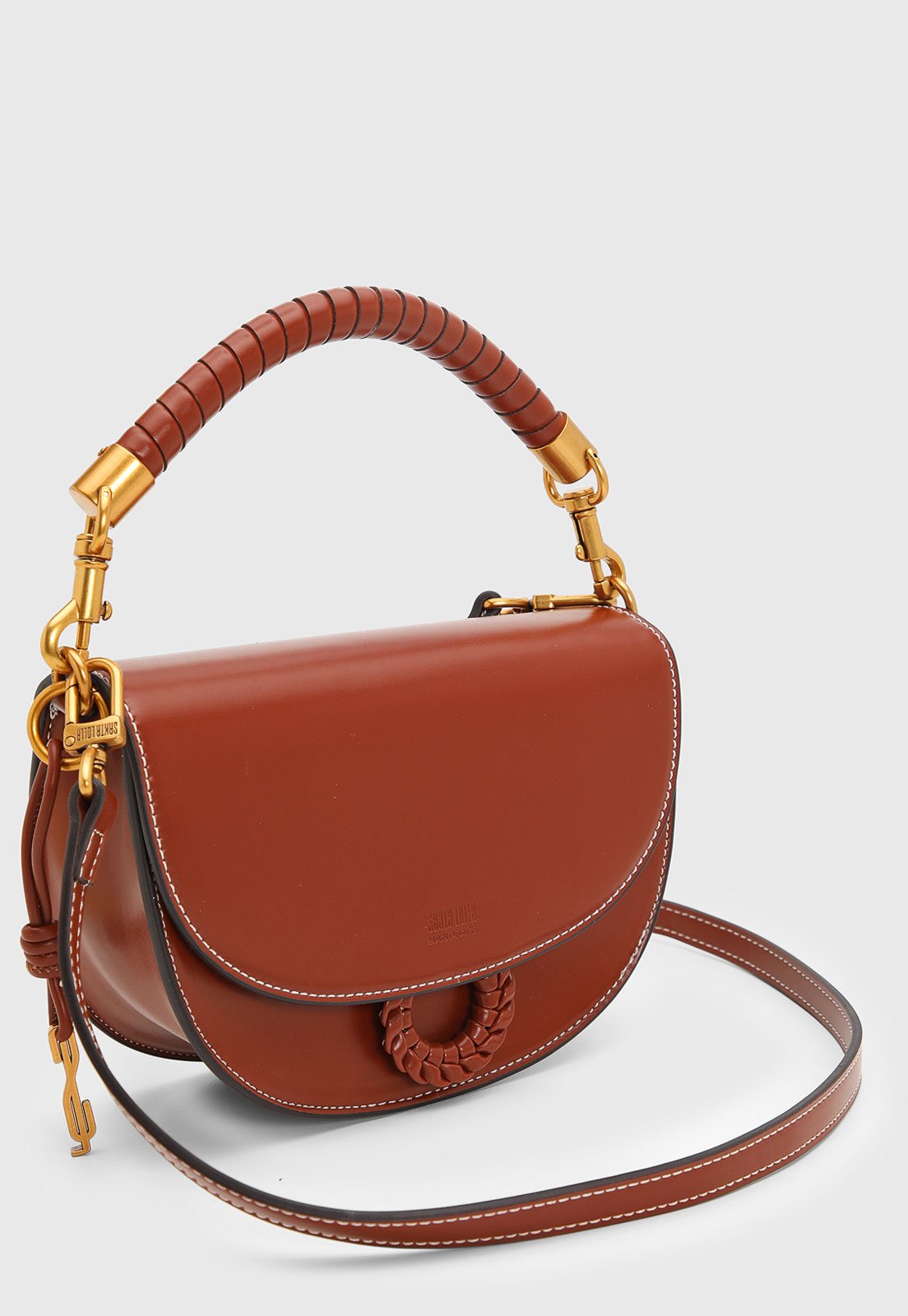 Vista 3 Bolsa Feminina Santa Lolla Alça Trançada marrom Santa Lolla marrom