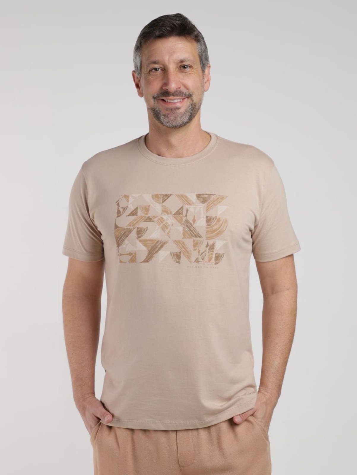 Camiseta Estampada Manga Curta Masculina BEGE