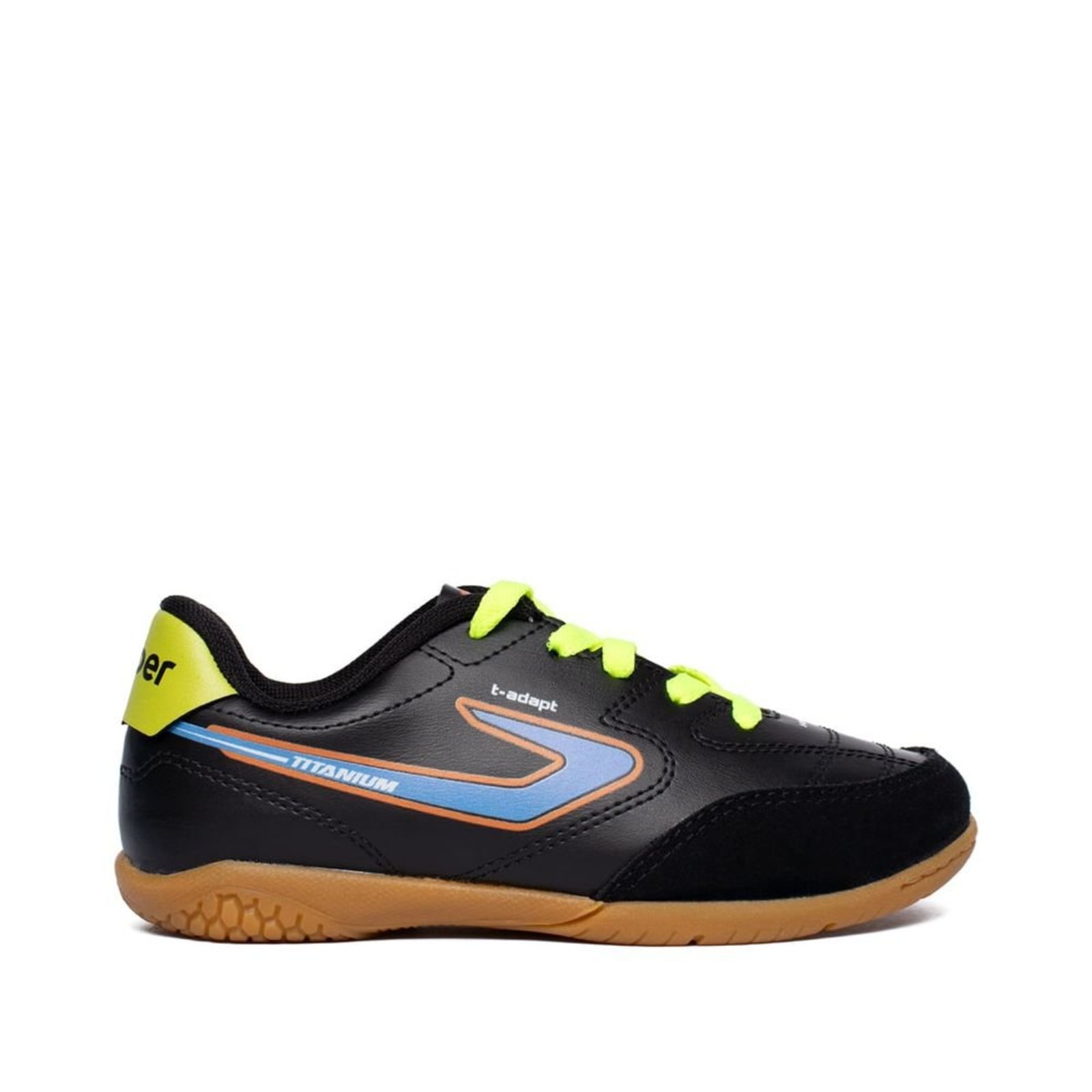 Infantil - Chuteira Futsal Topper Titanium Xi Preto/Verde Neon