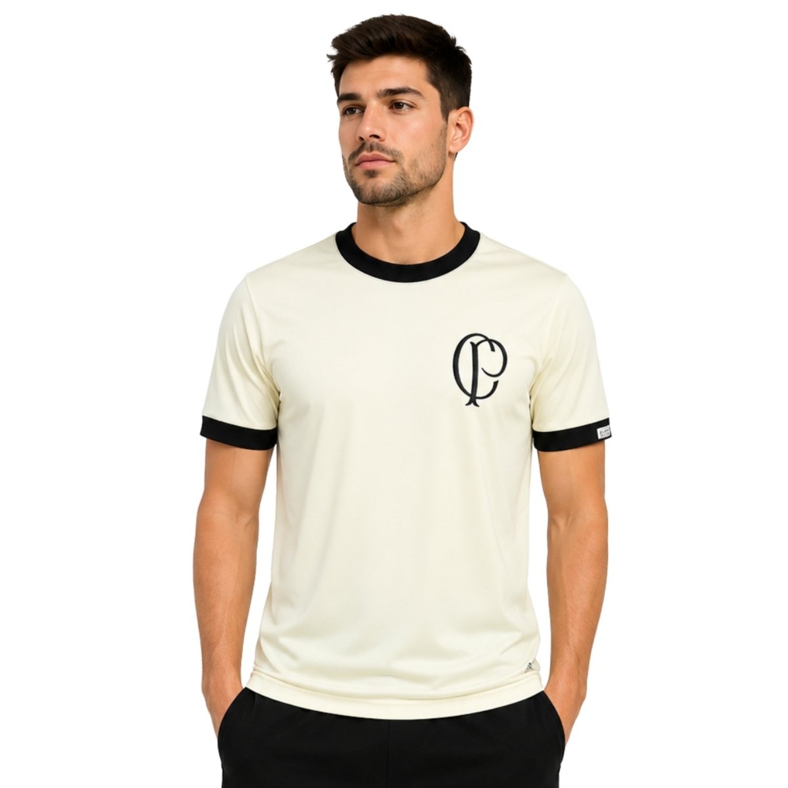 Camiseta Corinthians CP Masculina Retrô Off White Premium