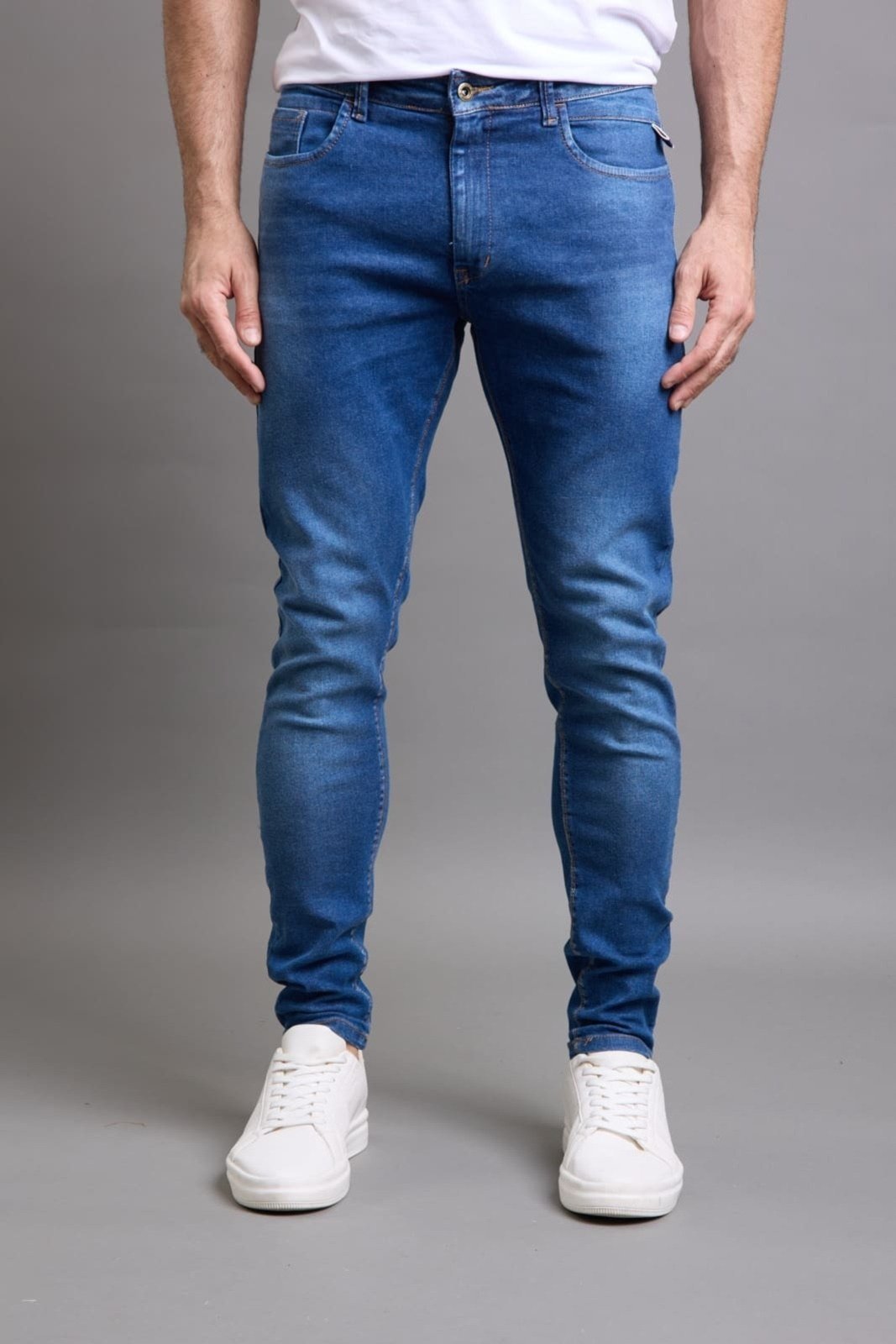 Calça Jeans Masculina Skinny Lavagem Media Dialogo Jeans Azul