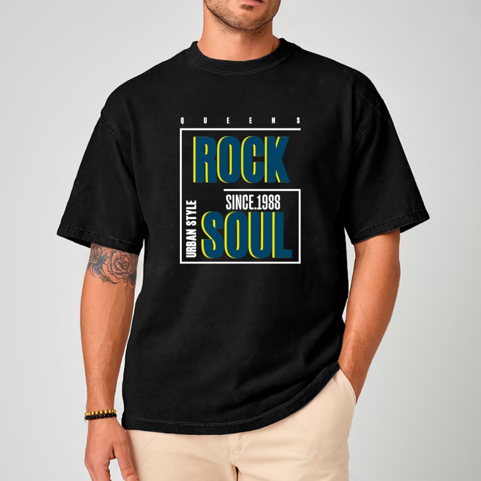 Camiseta Ousy Streetwear Queens Rock Soul 1998 Oversized Unissex Preto