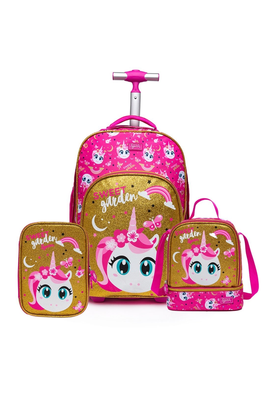 Infantil - Kit Mochila Lancheira Estojo Rodinhas Feminina Spector