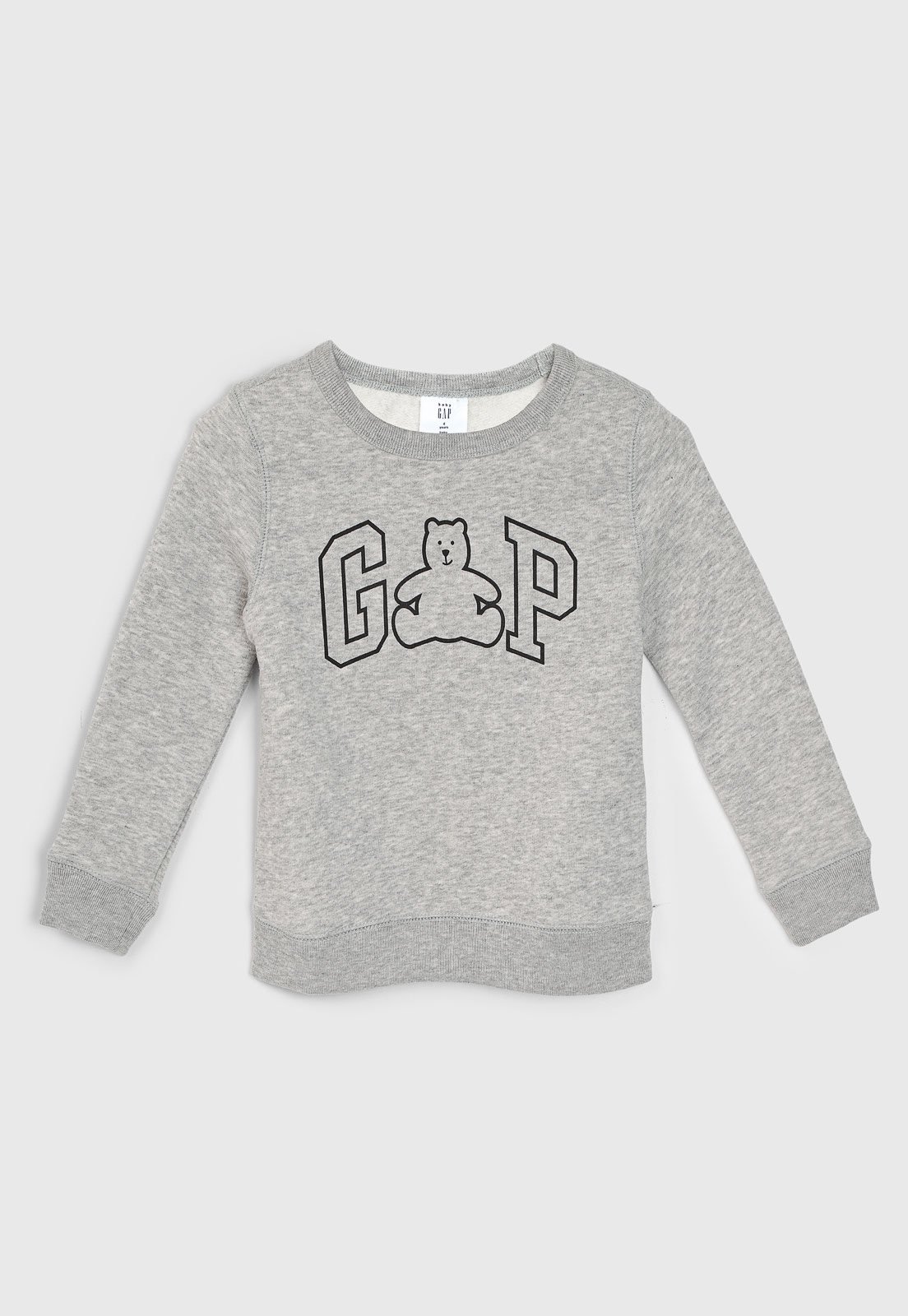 Blusa de Moletom GAP Estampa Ursinho Cinza Mescla