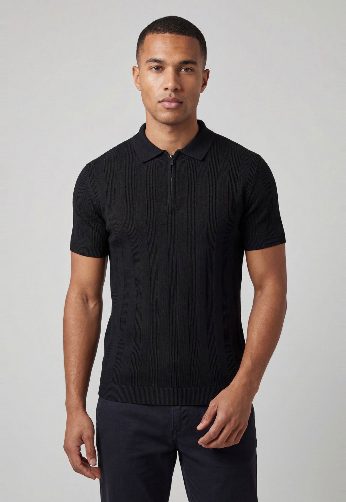 Polo Masculina Aeropostale Zíper Preta