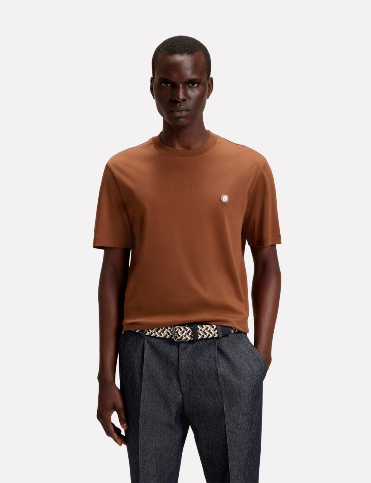 Camiseta Hugo Boss Masculina Regular C-Taut 01 Marrom