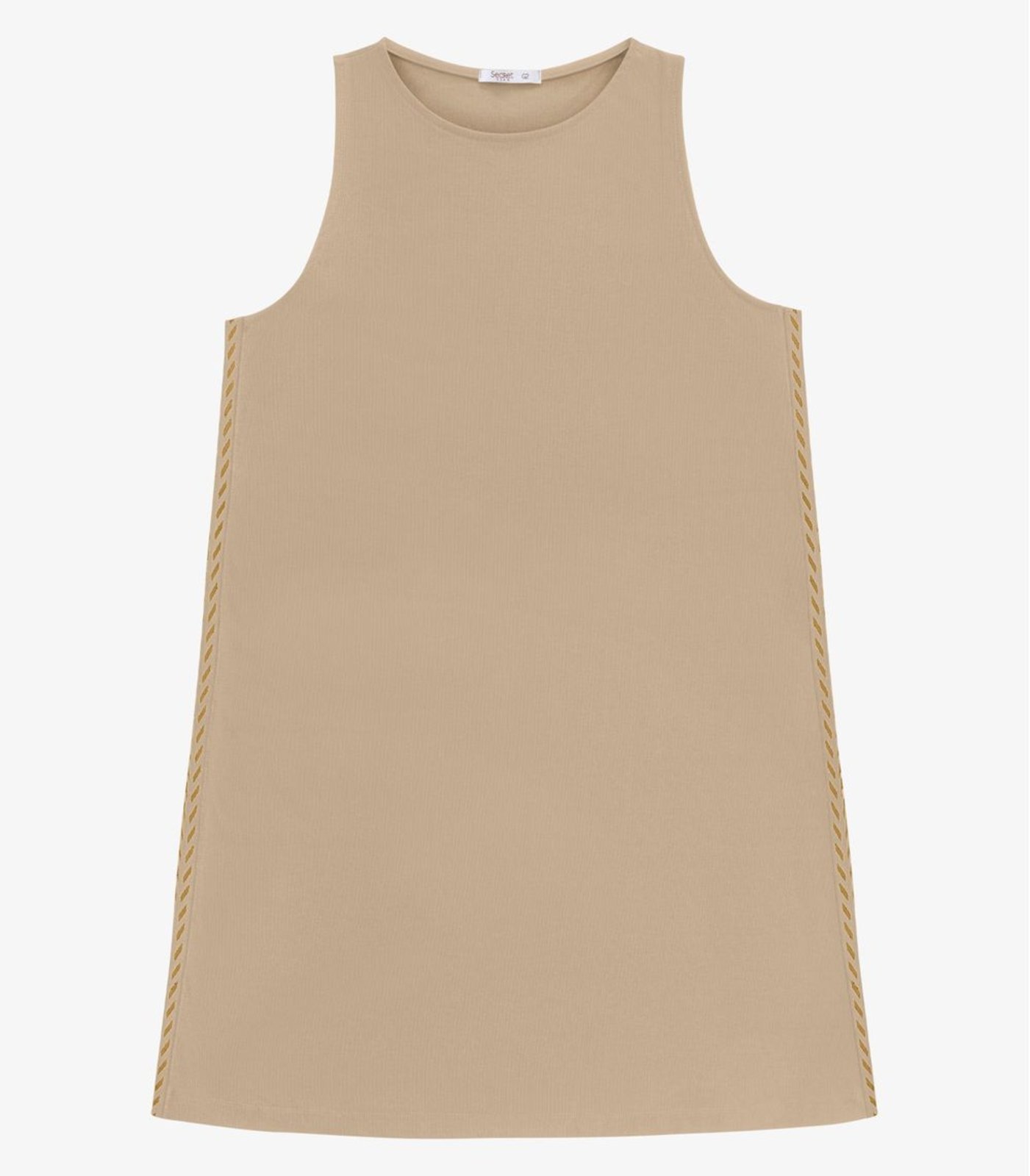 Vestido Feminino Curto Com Retilinea Secret Glam Bege