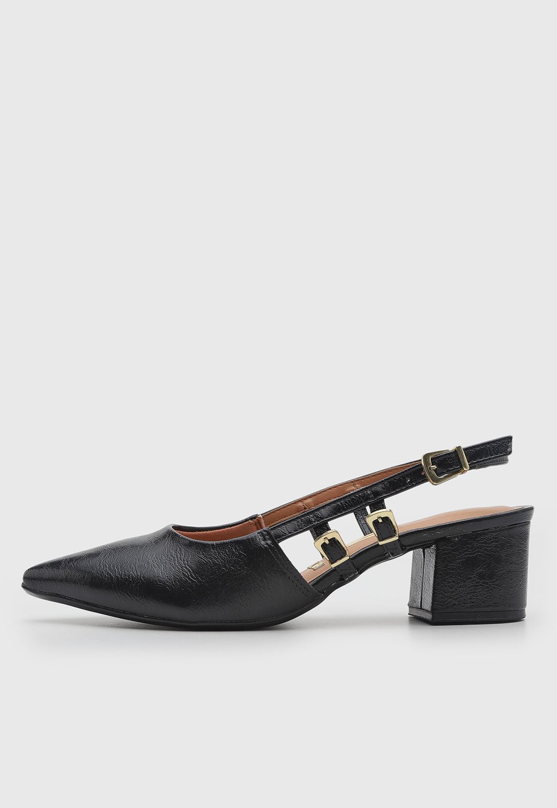 Scarpin Feminino Vizzano Salto Bloco Bico Fino Preto