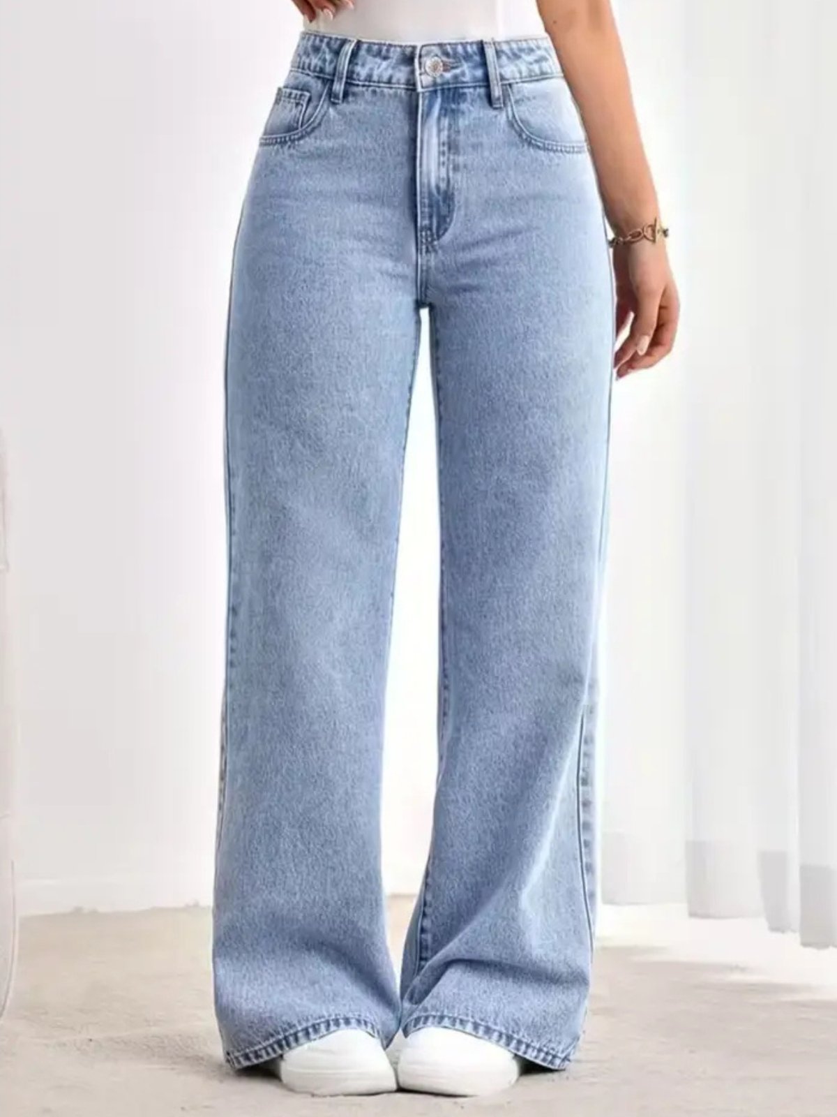 Calça Wide Leg Azul Clara Alpha Estilo Street e Caimento Impecável