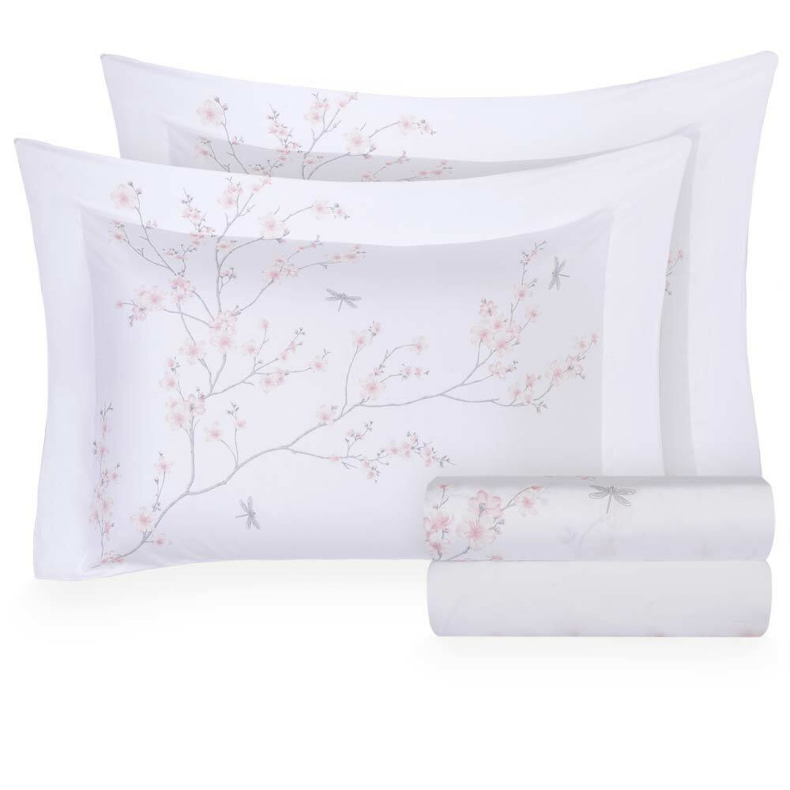 Jogo Cama Queen 300 Fios Naturalle Flor de Cerejeira Rosa