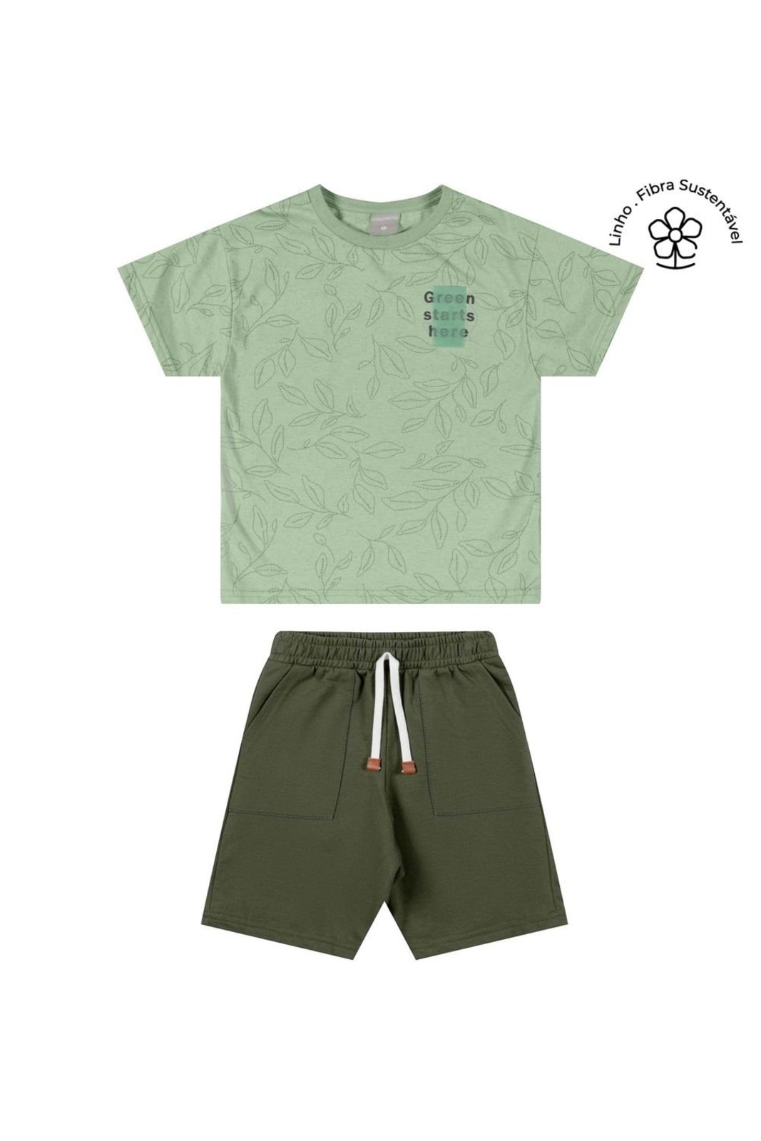 Infantil - Conjunto Curto Menino Folhas Colorittá Verde