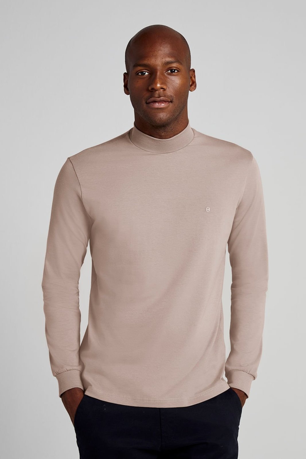 HIGHSTIL Camiseta Manga Longa Malha Slim Fit - Marrom Castor