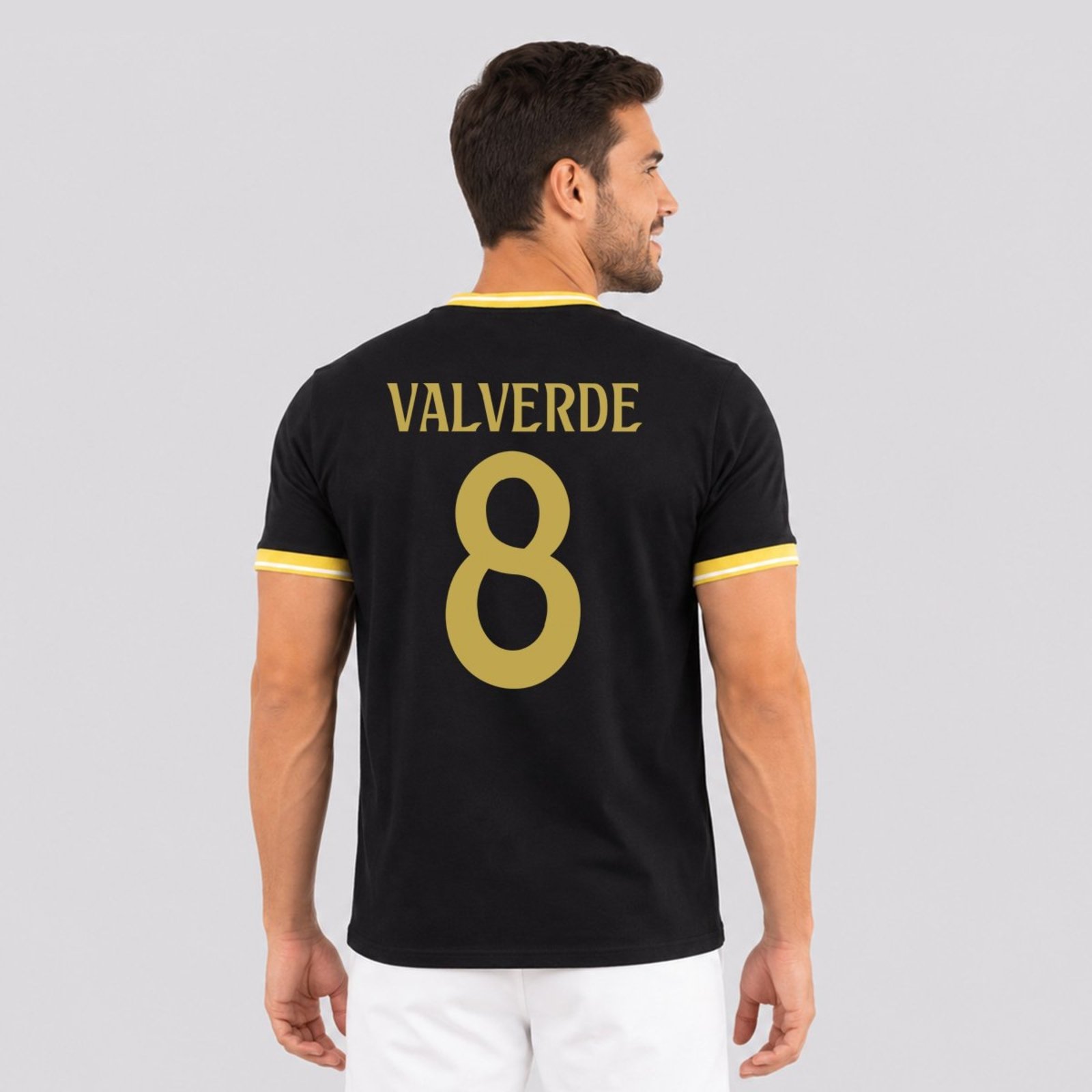 Camisa Real Madrid Dorado Preta 8 Valverde