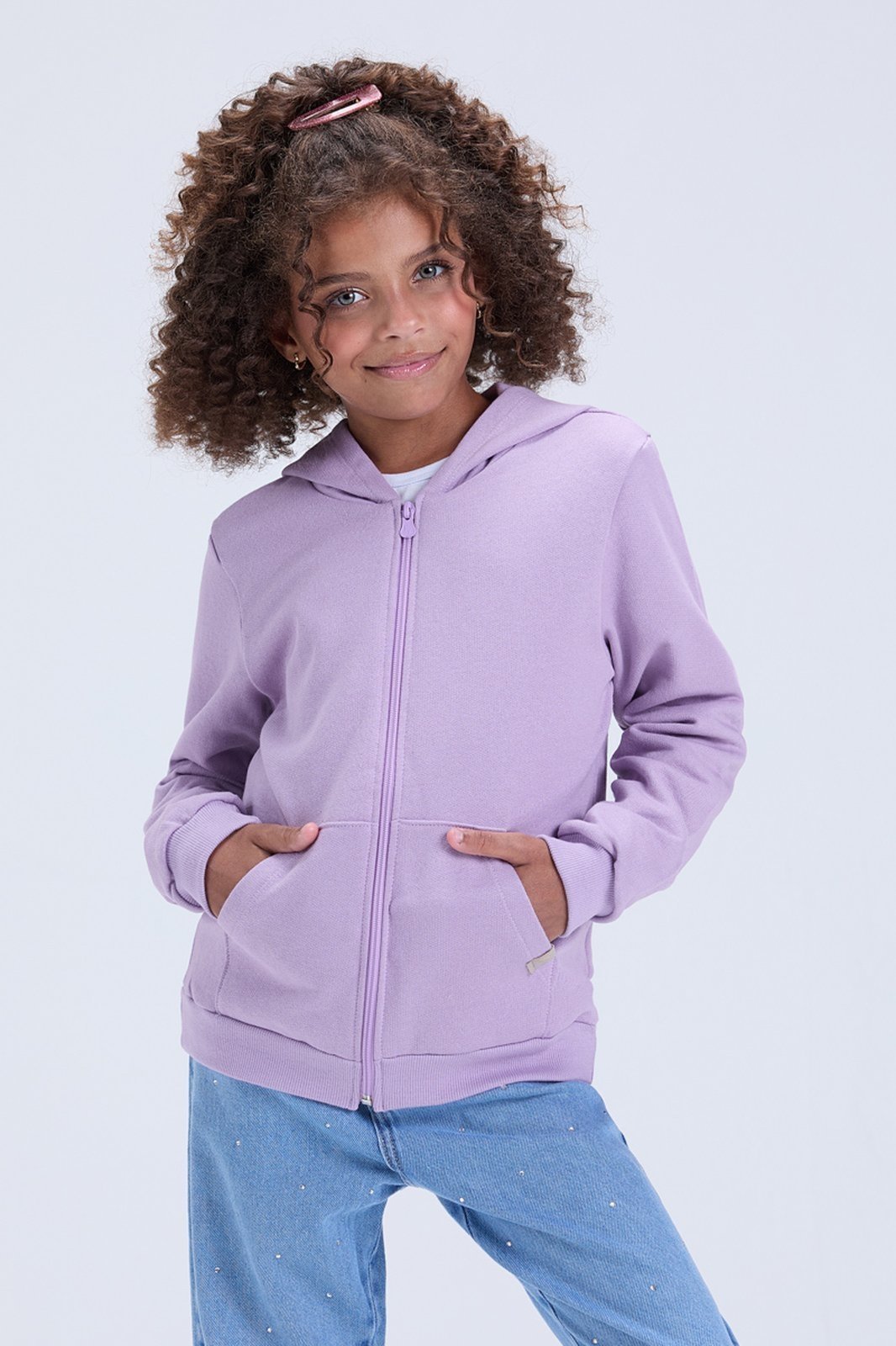 Infantil - Jaqueta Unissex de Inverno Moletom Liso com Capuz