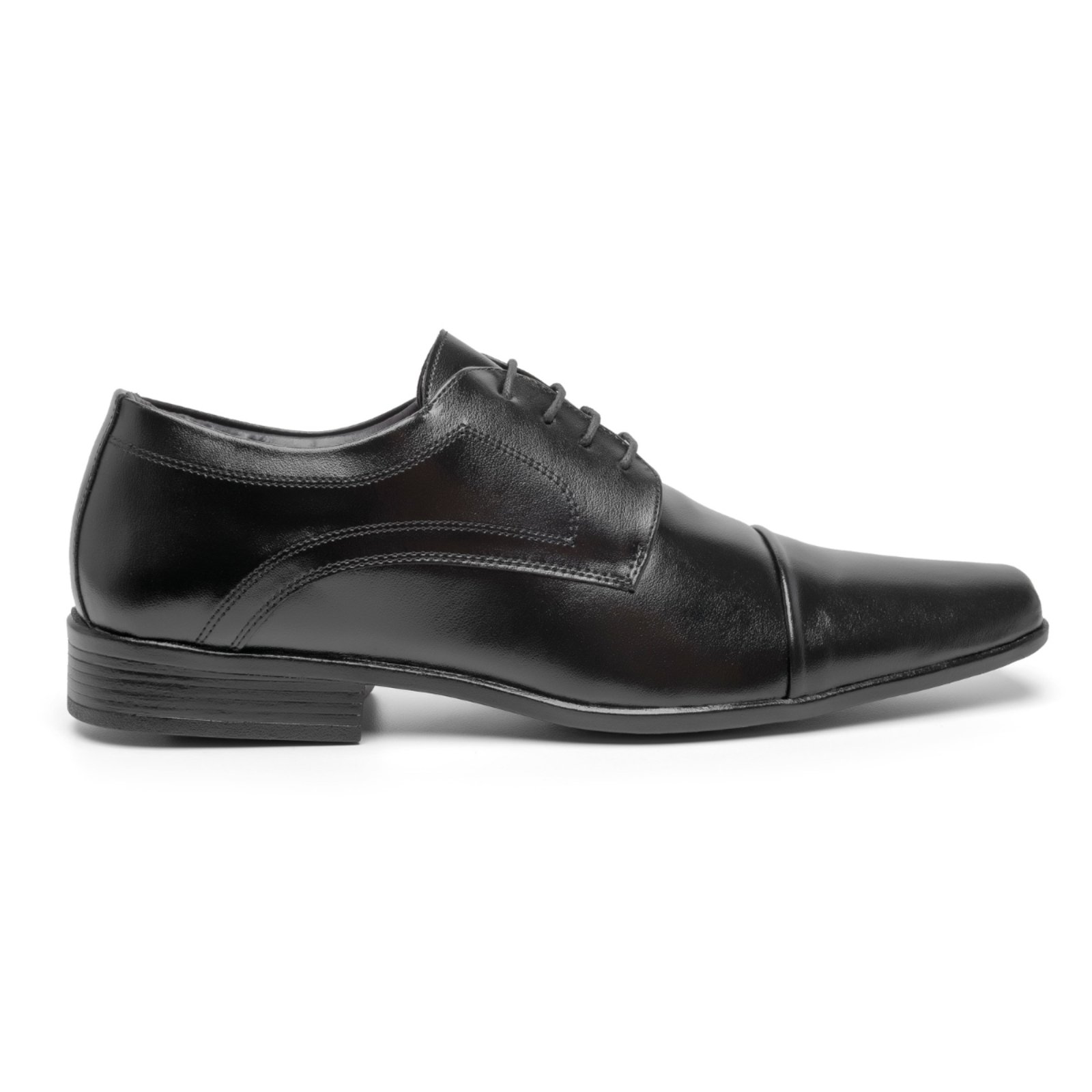 Sapato Masculino Miuzzi Social Modelo Clássico Bico Quadrado Com Cadarço Cor Preto