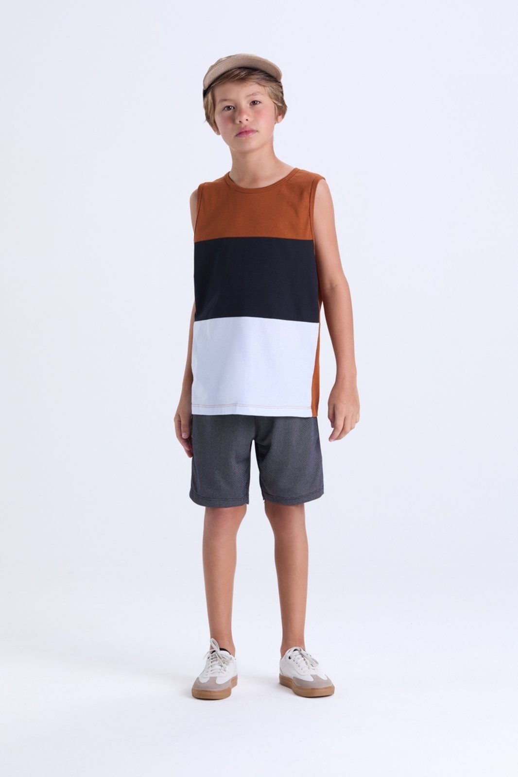 Infantil – Conjunto Masculino de Verão Regata Tricolor – Vida Costeira