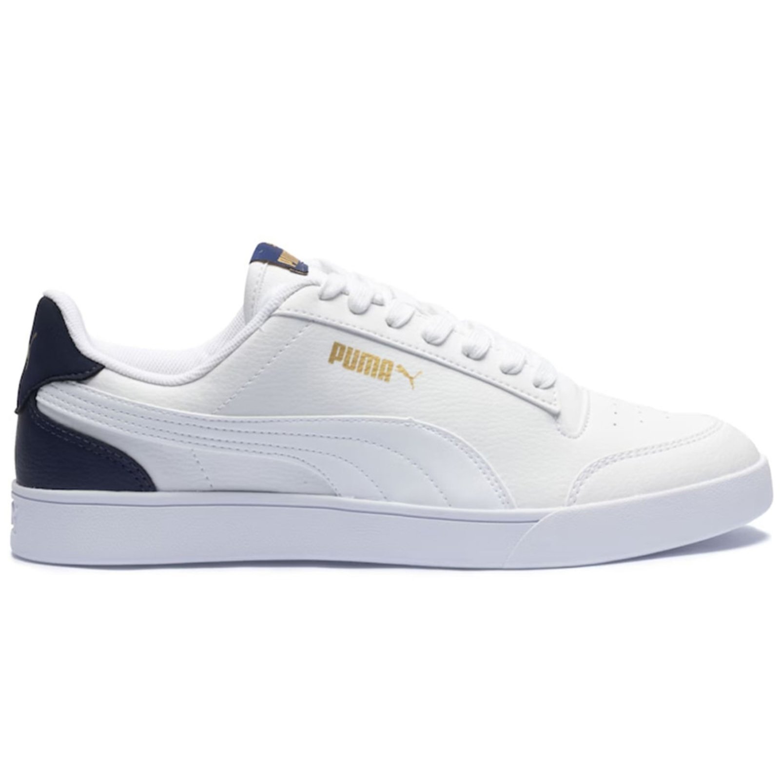 Tênis Puma Shuffle Masculino Adultos Modelagem Casual Básico Branco e Marinho