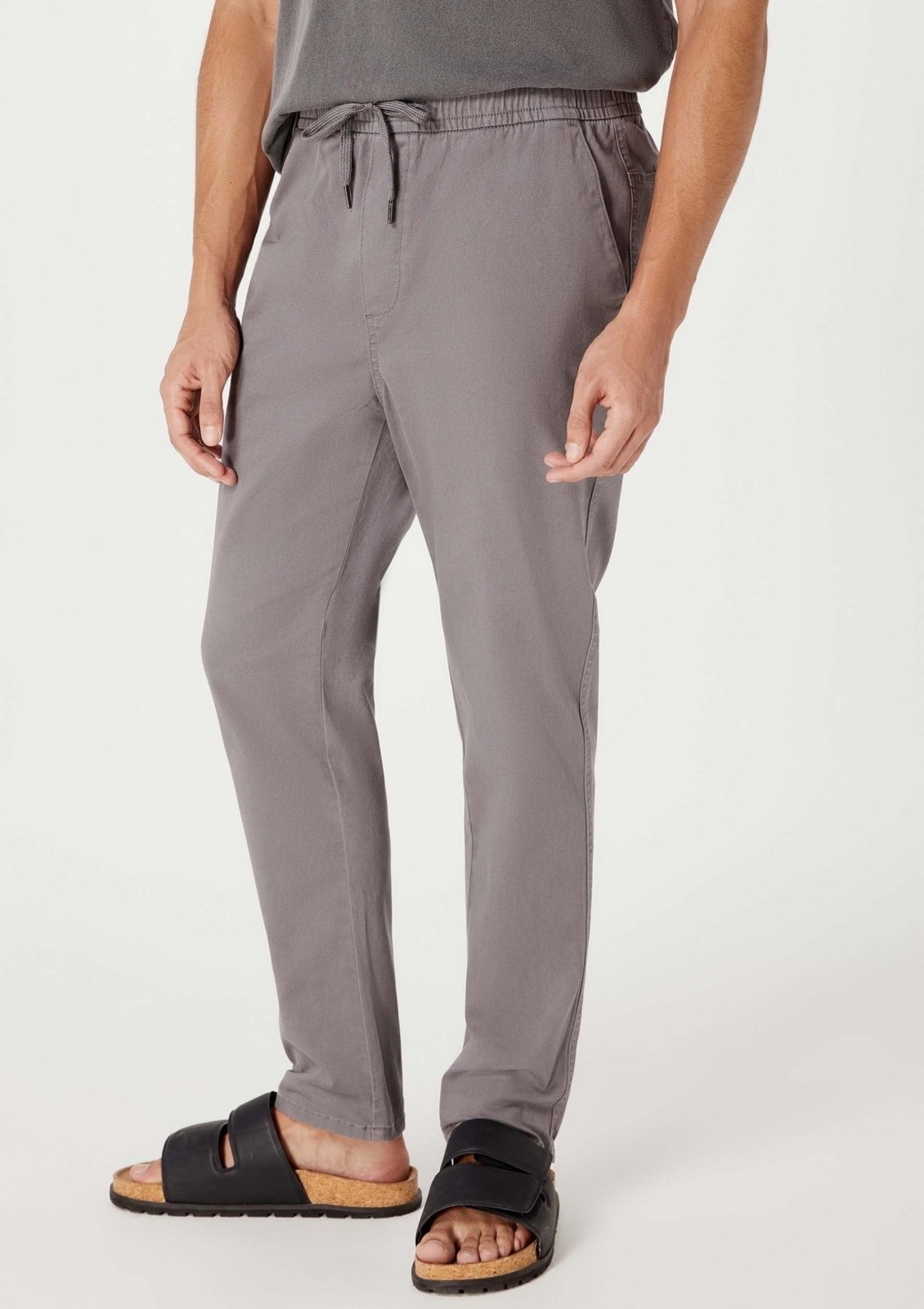 Vista 3 Calça Básica Masculina Jogger Em Sarja Com Elastano Hering cinza Hering cinza