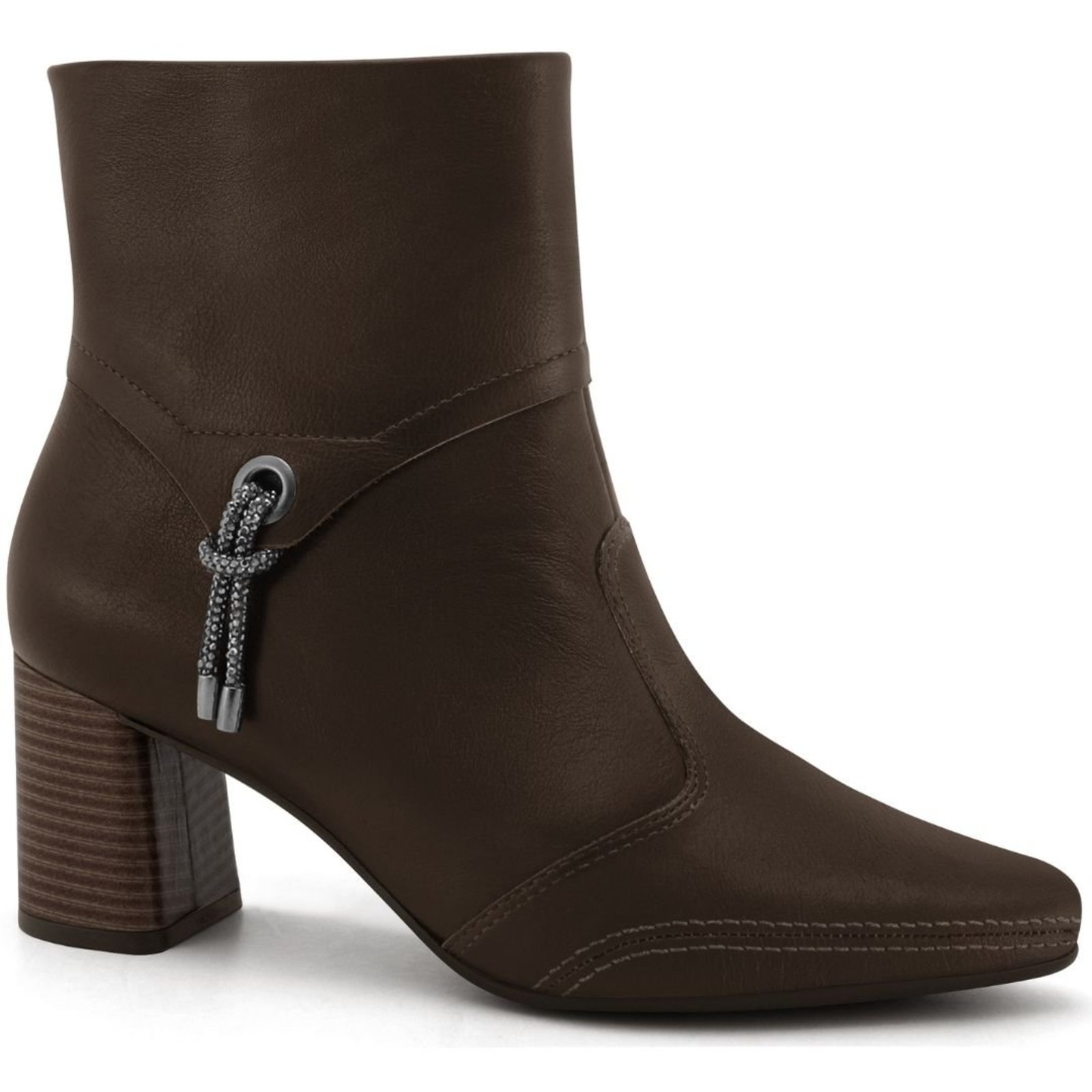 Bota Feminina em Couro Cano Curto Ramarim 2659102 - Stout