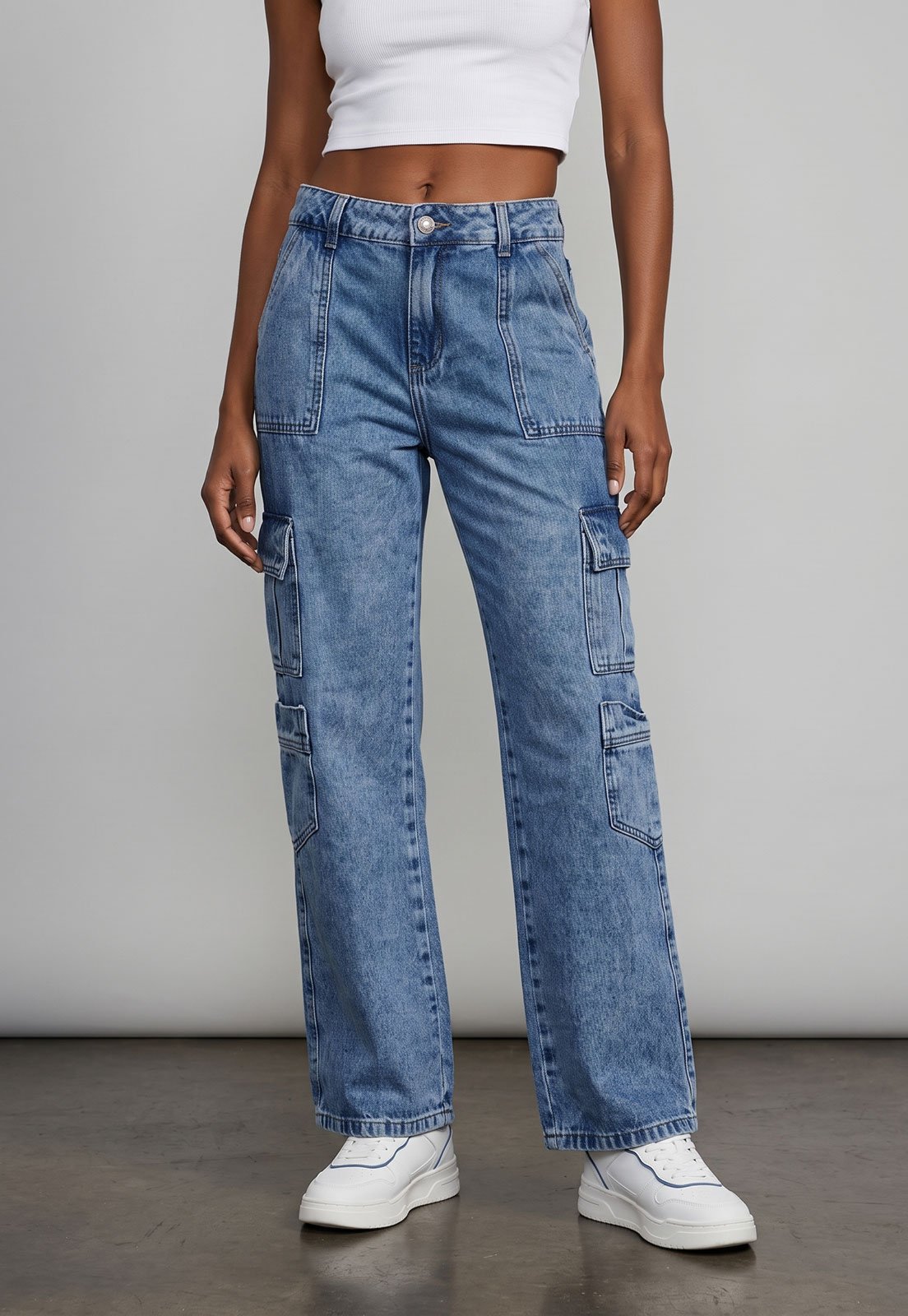 Calça Cargo Sawary Jeans Azul Claro
