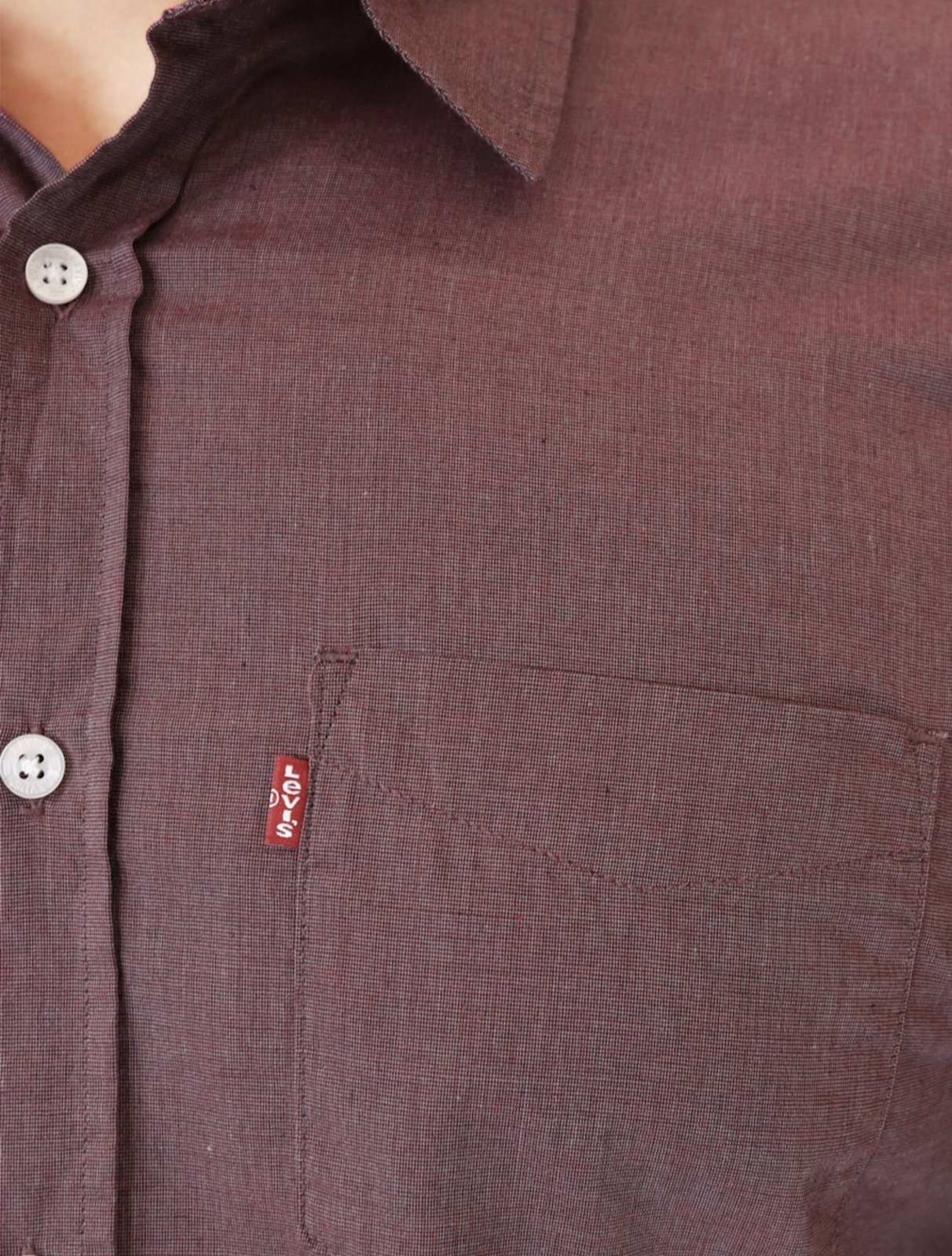 Vista 3 Camisa Levis Masculina Standard One Pocket Mescla bordô Levis bordô