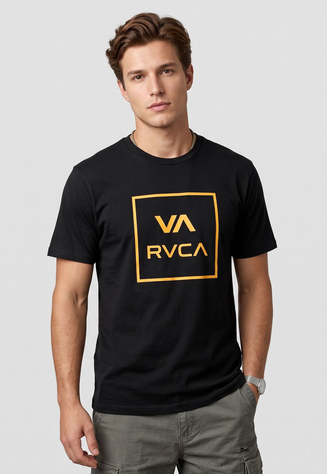 Camiseta Masculina RVCA Estampa Frontal Preta