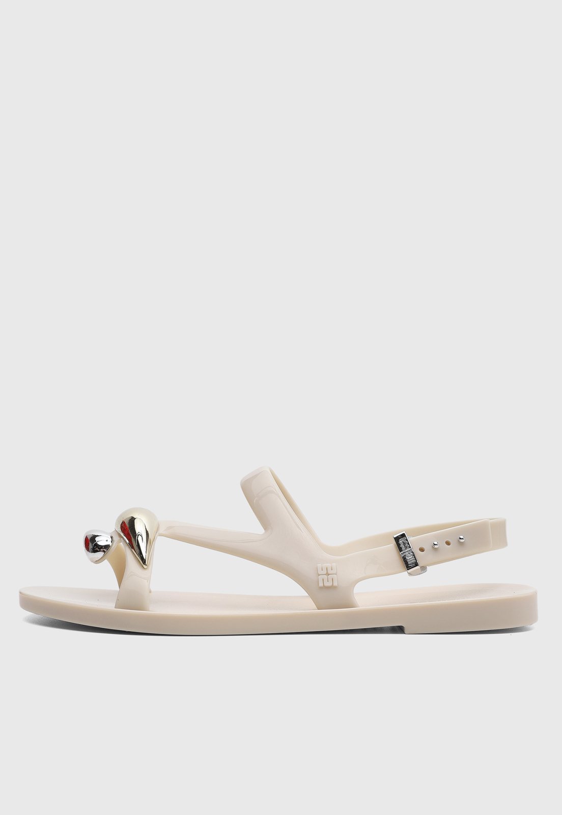 Rasteira Fechada Feminina Melissa Detalhe Metálico Off-White