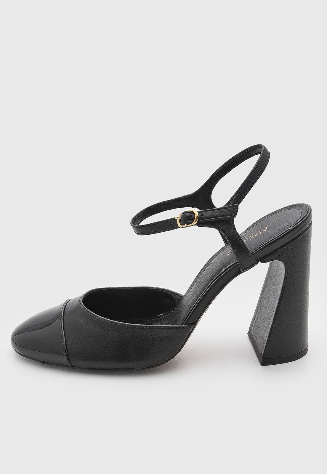 Scarpin Feminino Arezzo Salto Alto Tiras Preto