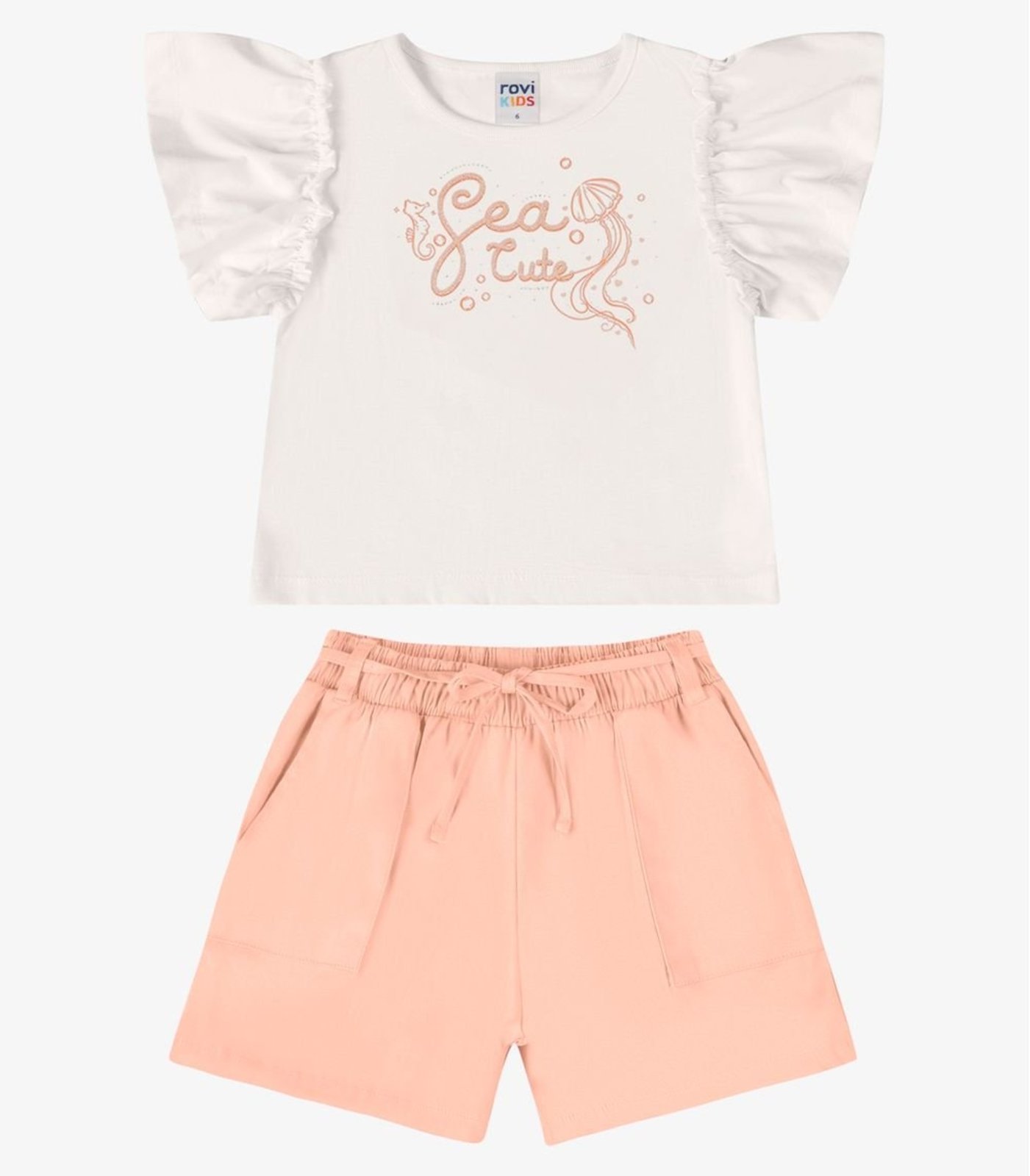 Infantil - Conjunto Verão Menina Com Strass Rovi Bege