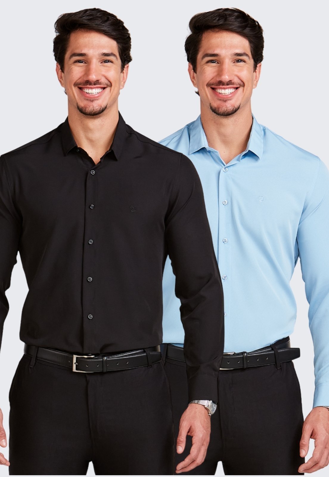 Kit 2 Camisa Social Masculina Manga Longa Daze Modas Preto e Azul BB