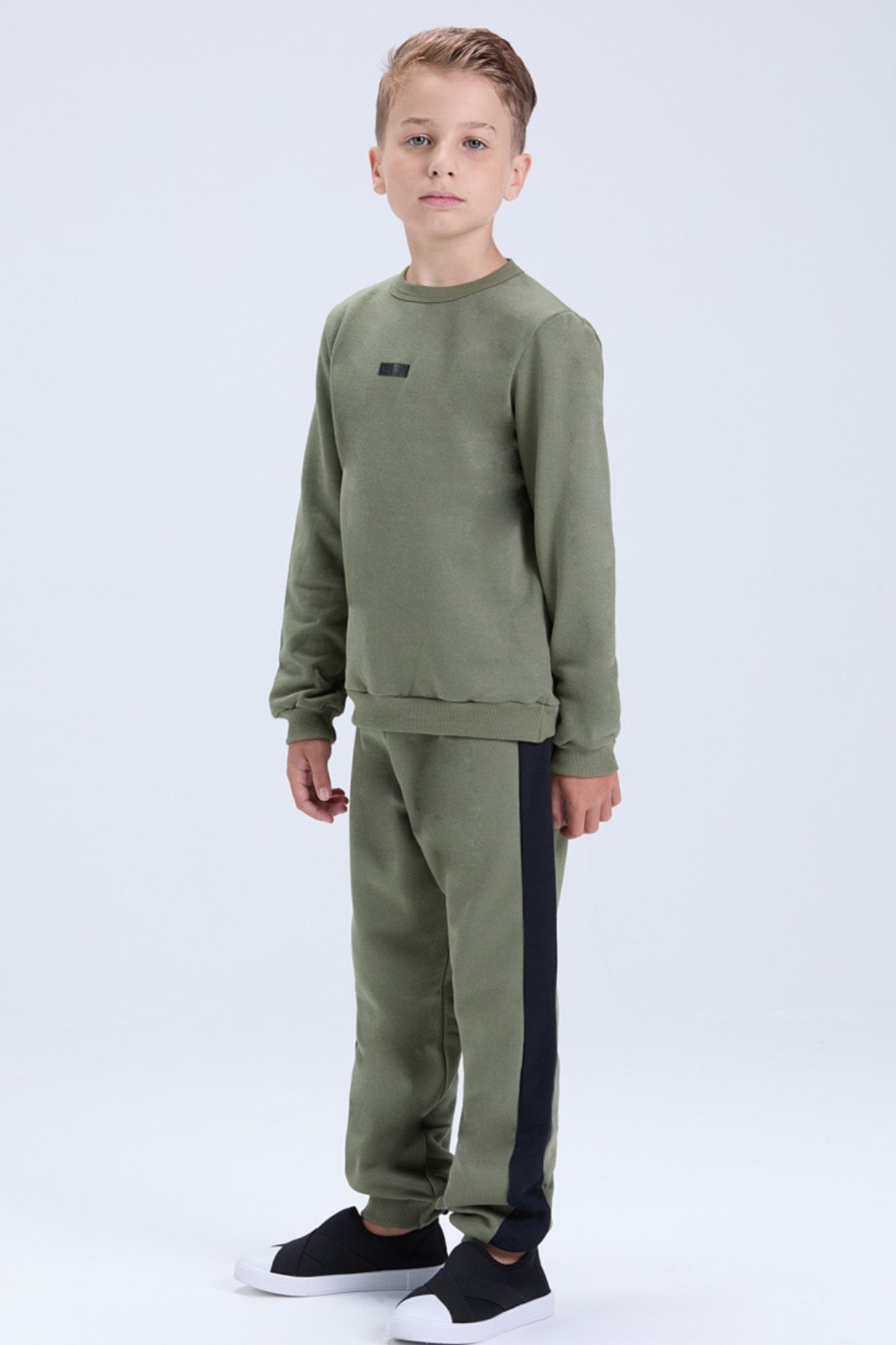 Vista 2 Infantil - Conjunto de Inverno Masculino Moletom com Faixa Lateral VIDA COSTEIRA cinza VIDA COSTEIRA cinza