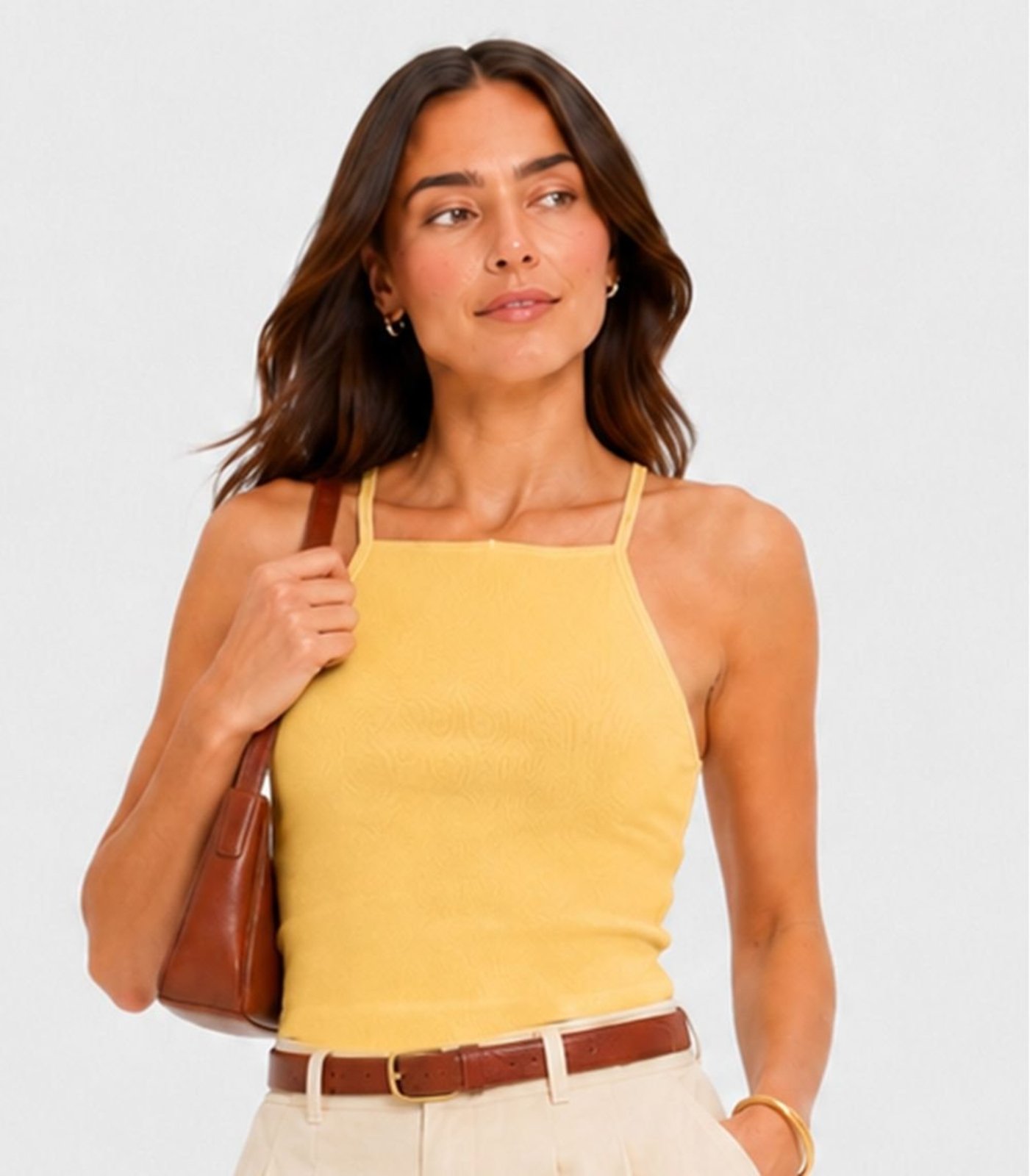 Blusa De Alça Feminina Tecido Henera Infinita Cor Amarelo
