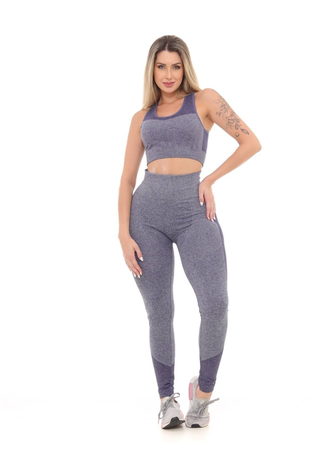 Calça Legging Cinza GARAIS MODA de Cintura Alta – Efeito Levanta Bumbum