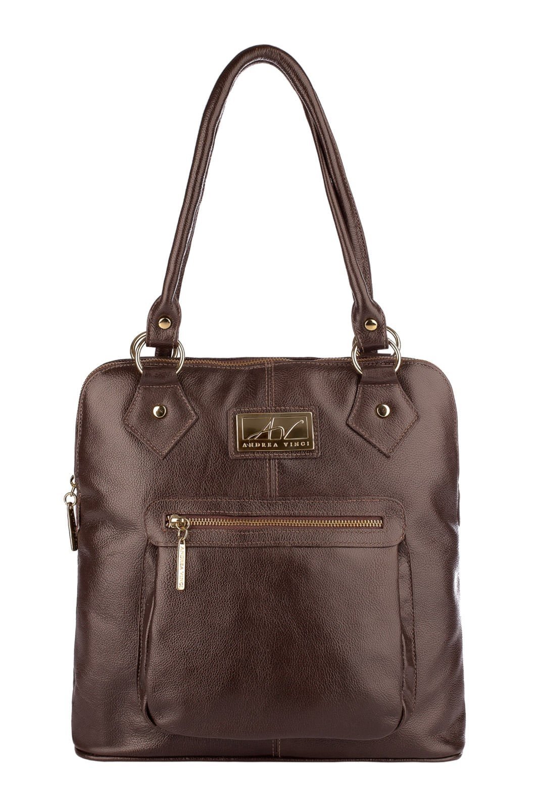 Bolsa mochila de couro liso Lívia - Café