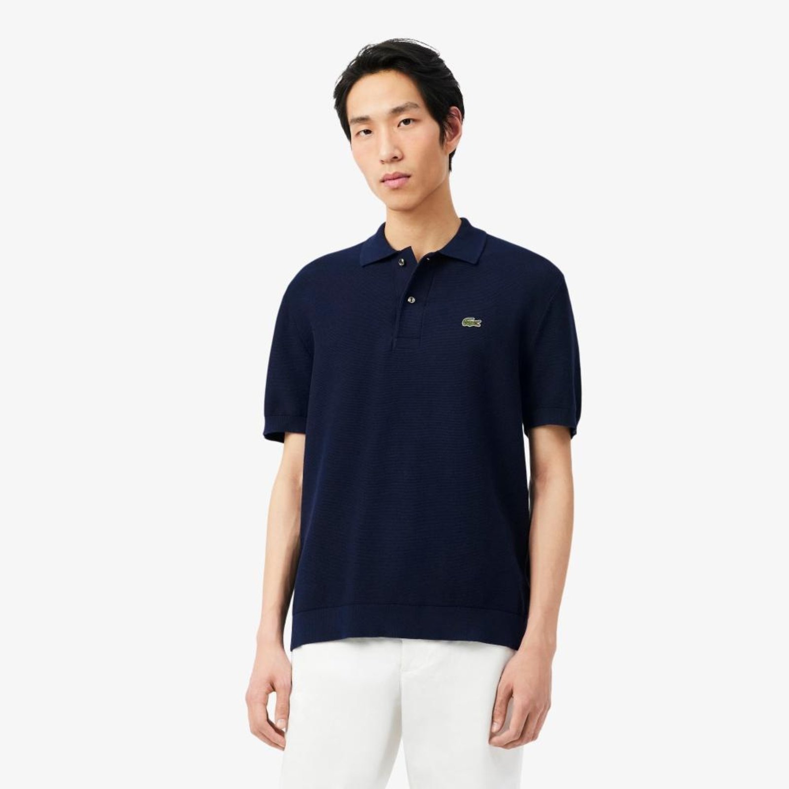 Polo em malha de caimento clássico Azul