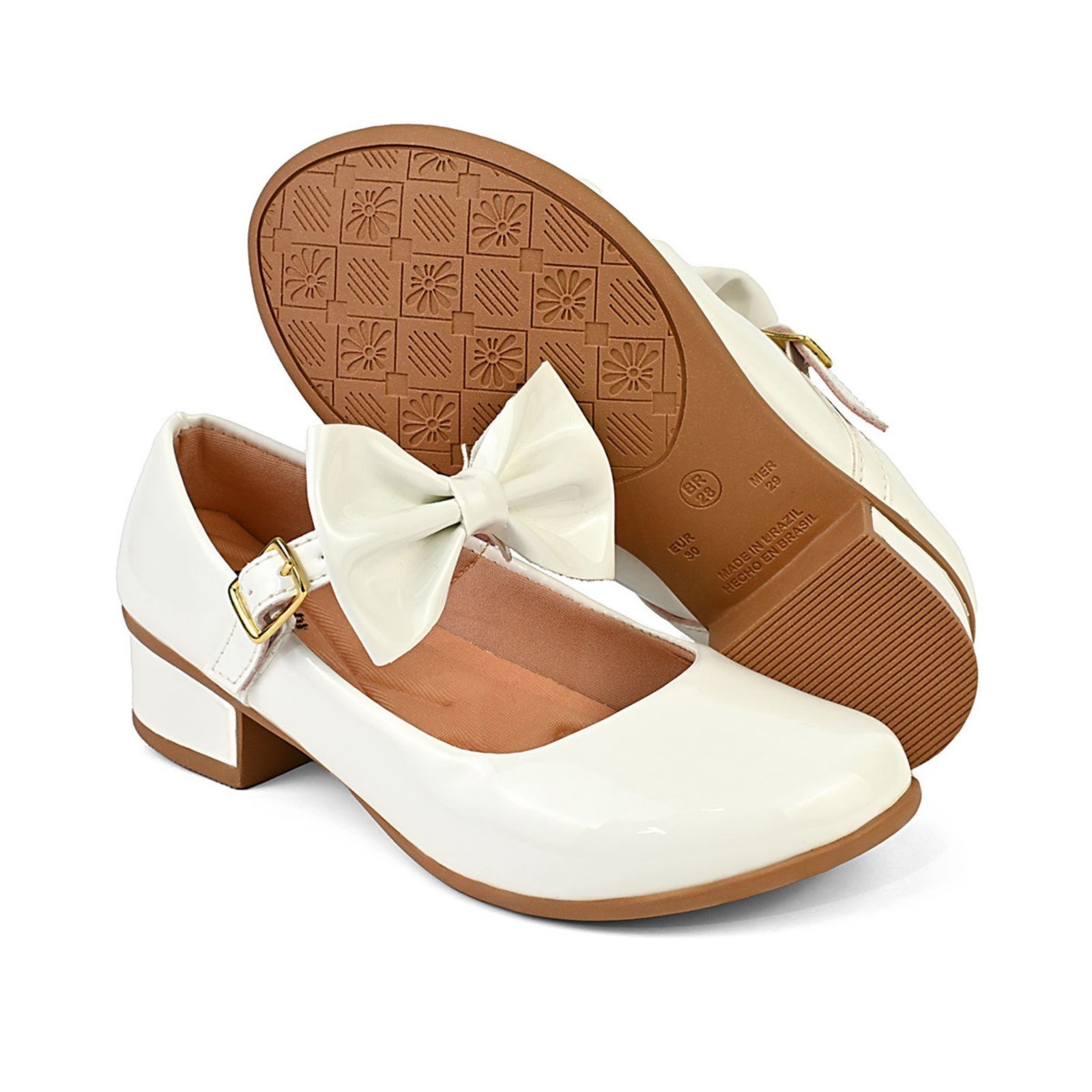 Infantil - Sapatilha Com Salto De Menina Boneca Feminina 101 - BRANCO 505